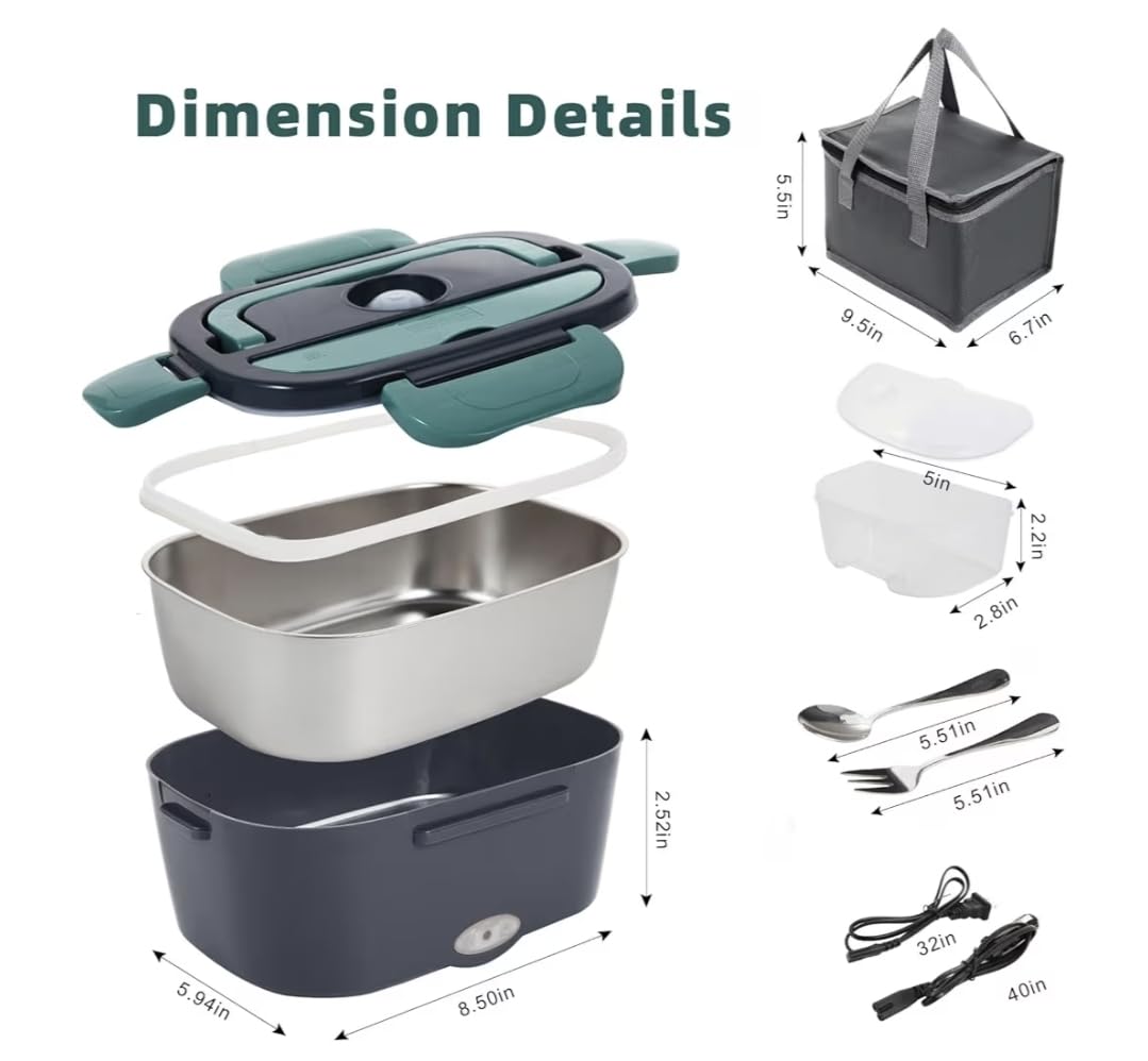 WisaKey Electric Lunch Box Food Warmer Portable Heated Lunchbox Adult, Blue customer photo 2