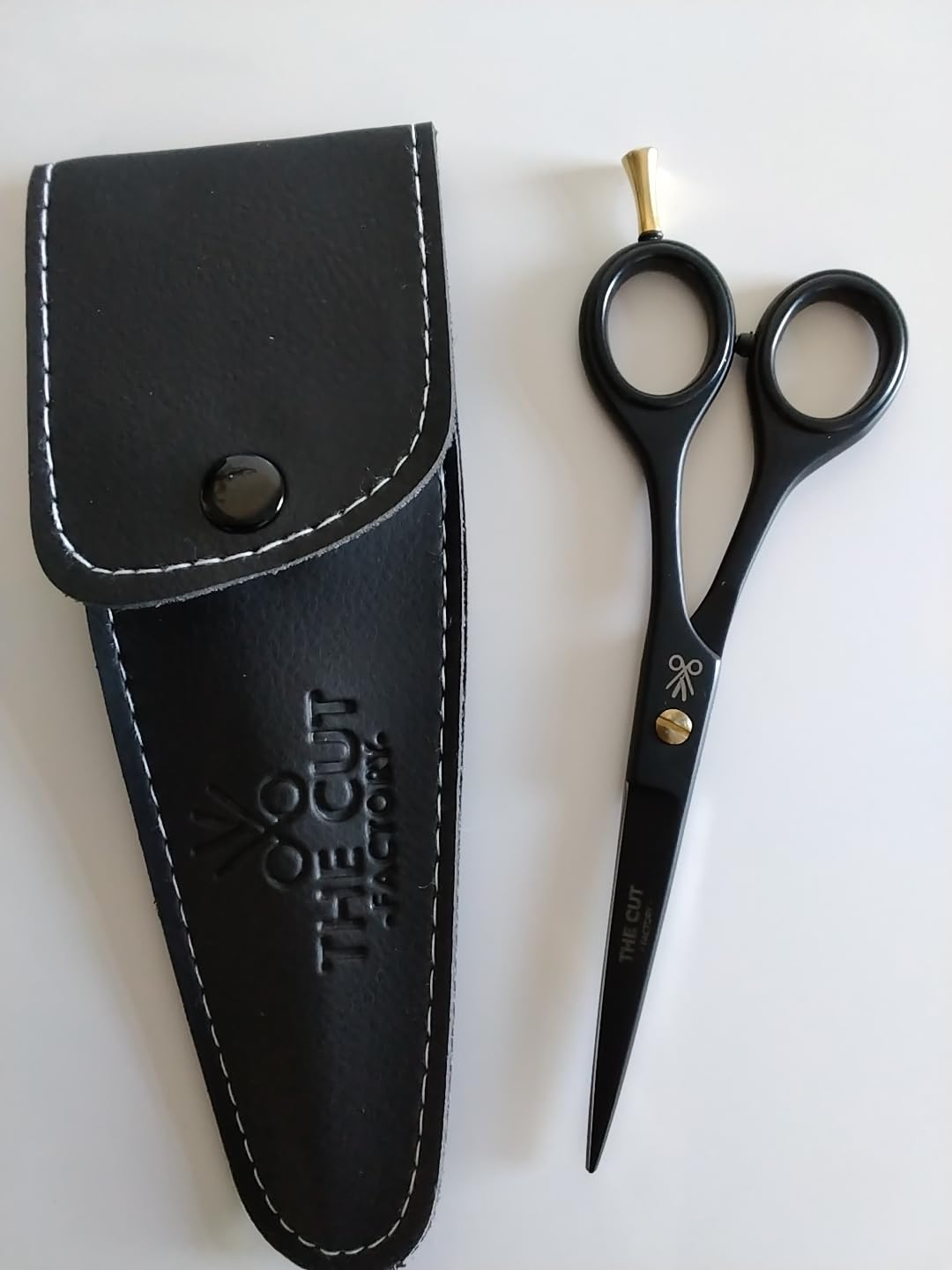 The Cut Factory® Hair Scissors & Hair Cutting Scissors - 6.5” Matte Black Professional Barber Shears with Micro-Serrated Blade, Gift Box & Leather Pouch customer photo 2