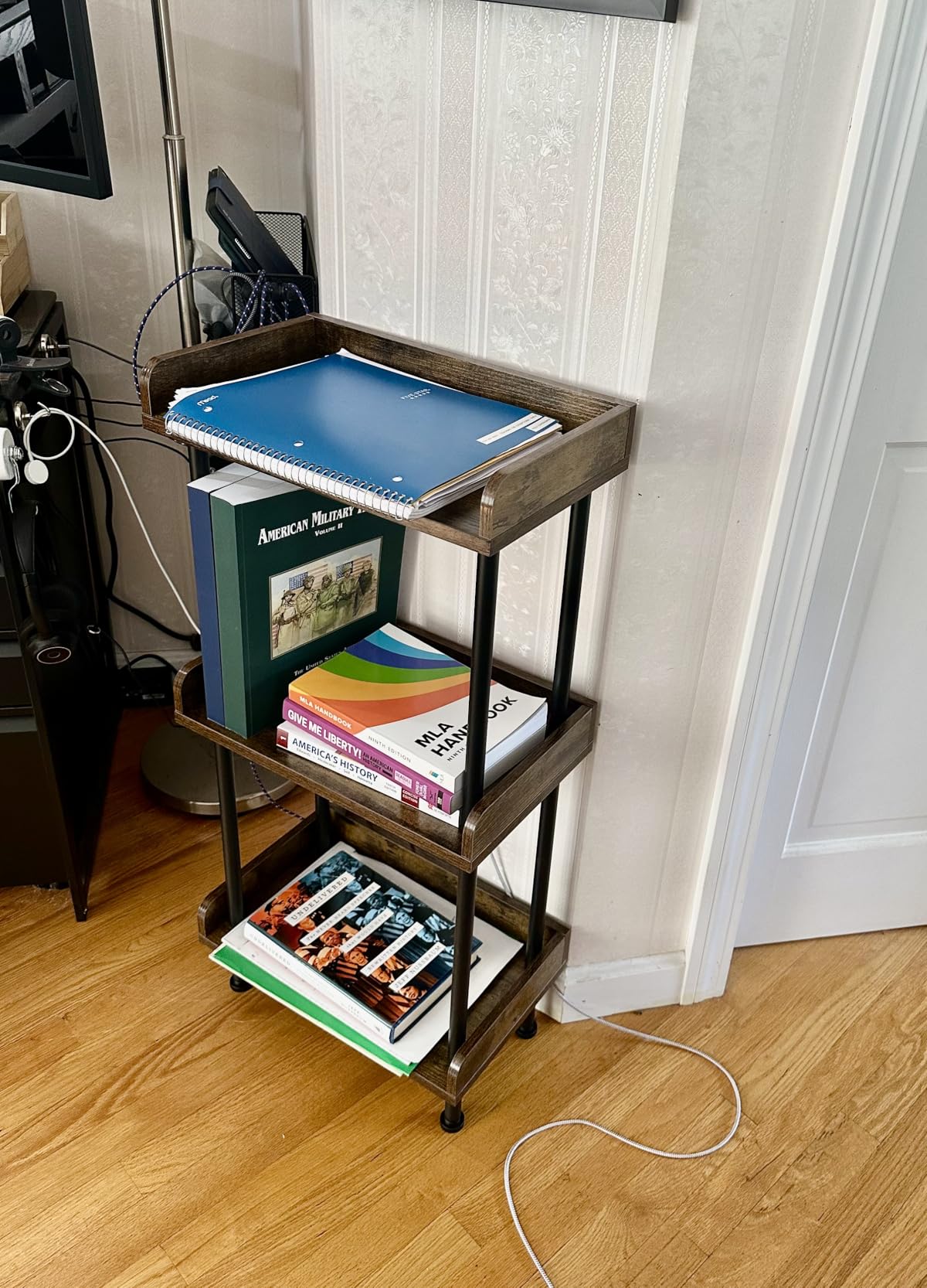 Hosfais Bookshelf Small Book Shelf 3 Tier Wood Bookcase customer photo 1