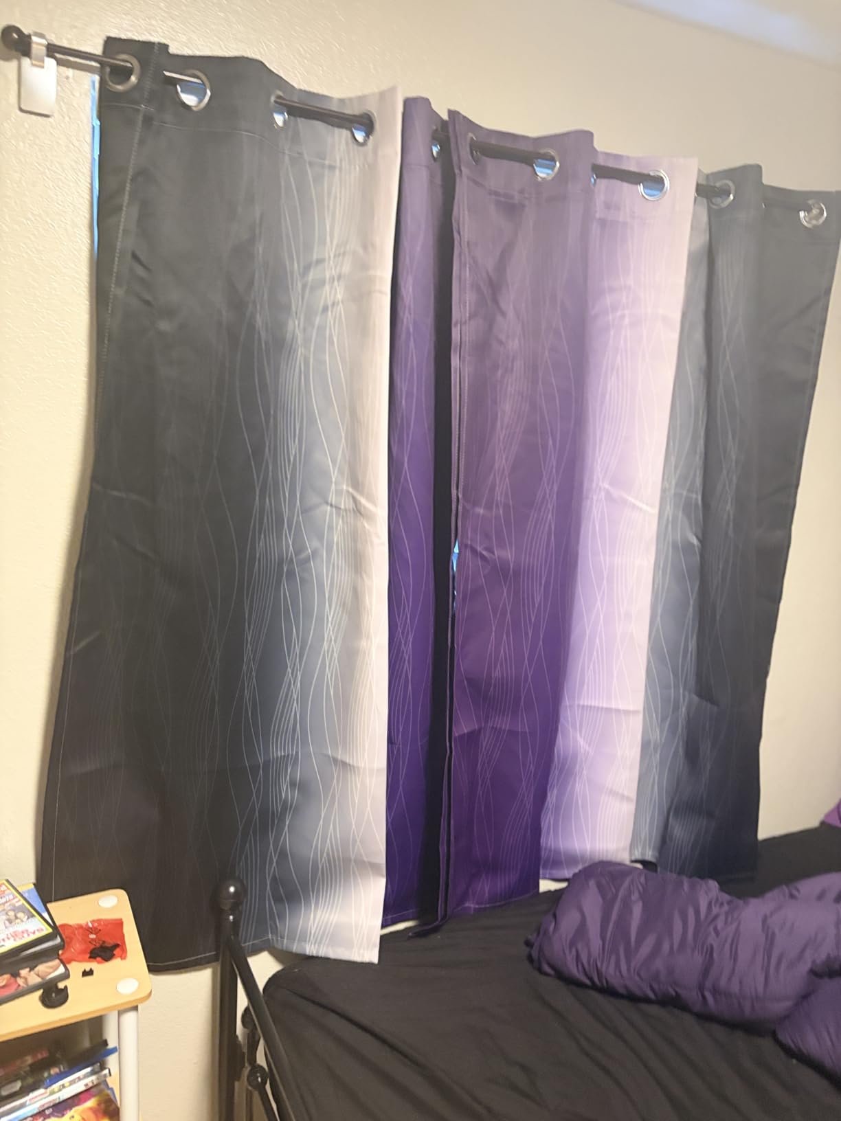 Navy Blue and Greyish White Blackout Curtains for Living Room 84 Inch Long customer photo 2