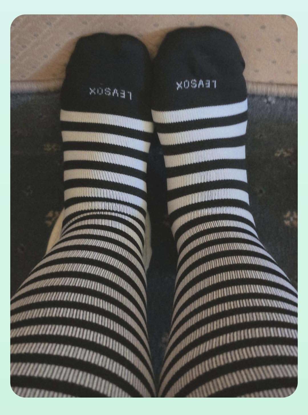 LEVSOX Plus Size Compression Socks for Women Men Wide Calf Extra Large 15-20 mmHg Knee High Sock for Nurses Pregnant Travel customer photo 2