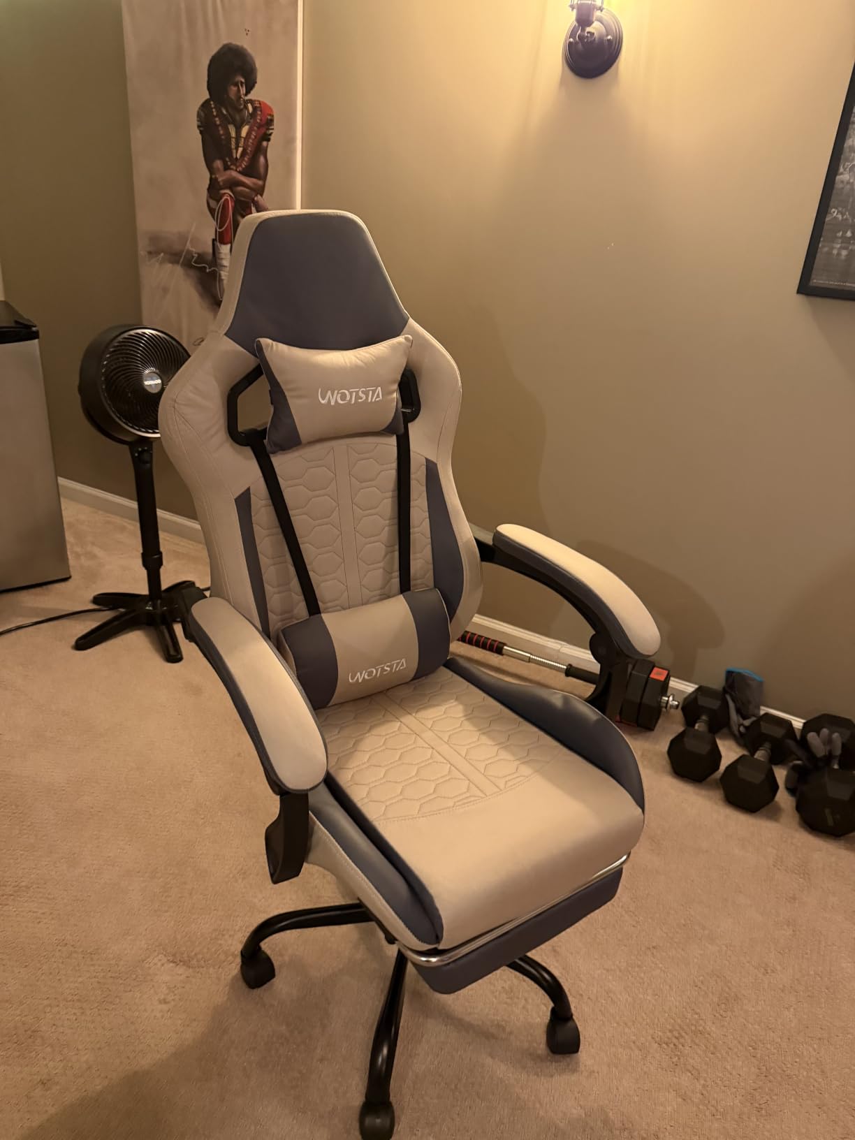 Gaming Chair with Massage,Ergonomic PC Gaming Chair with Footrest Comfortable Headrest and Lumbar Support, High Back, 300LBS (Grey) customer photo 2