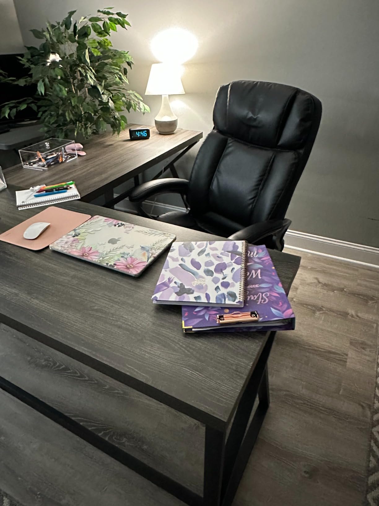 HSH Black Desk, Modern Industrial Home Office Computer Desk 55 Inch customer photo 2
