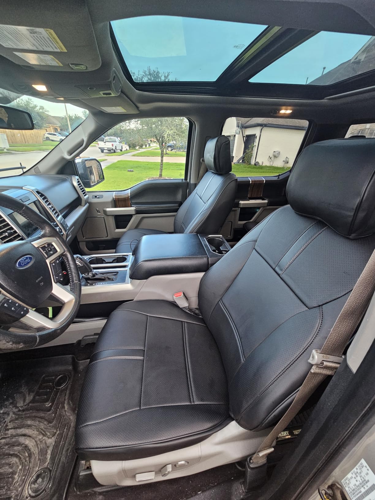 for Ford F150 Seat Covers 2015-2023 2024 2025 2026,Full Set Leather Waterproof Black Trucks Pickup Seat Covers Custom Fit for Ford F150 Accessories,Car Seat Cover for SuperCrew/CrewCab(XL,XLT) customer photo 1