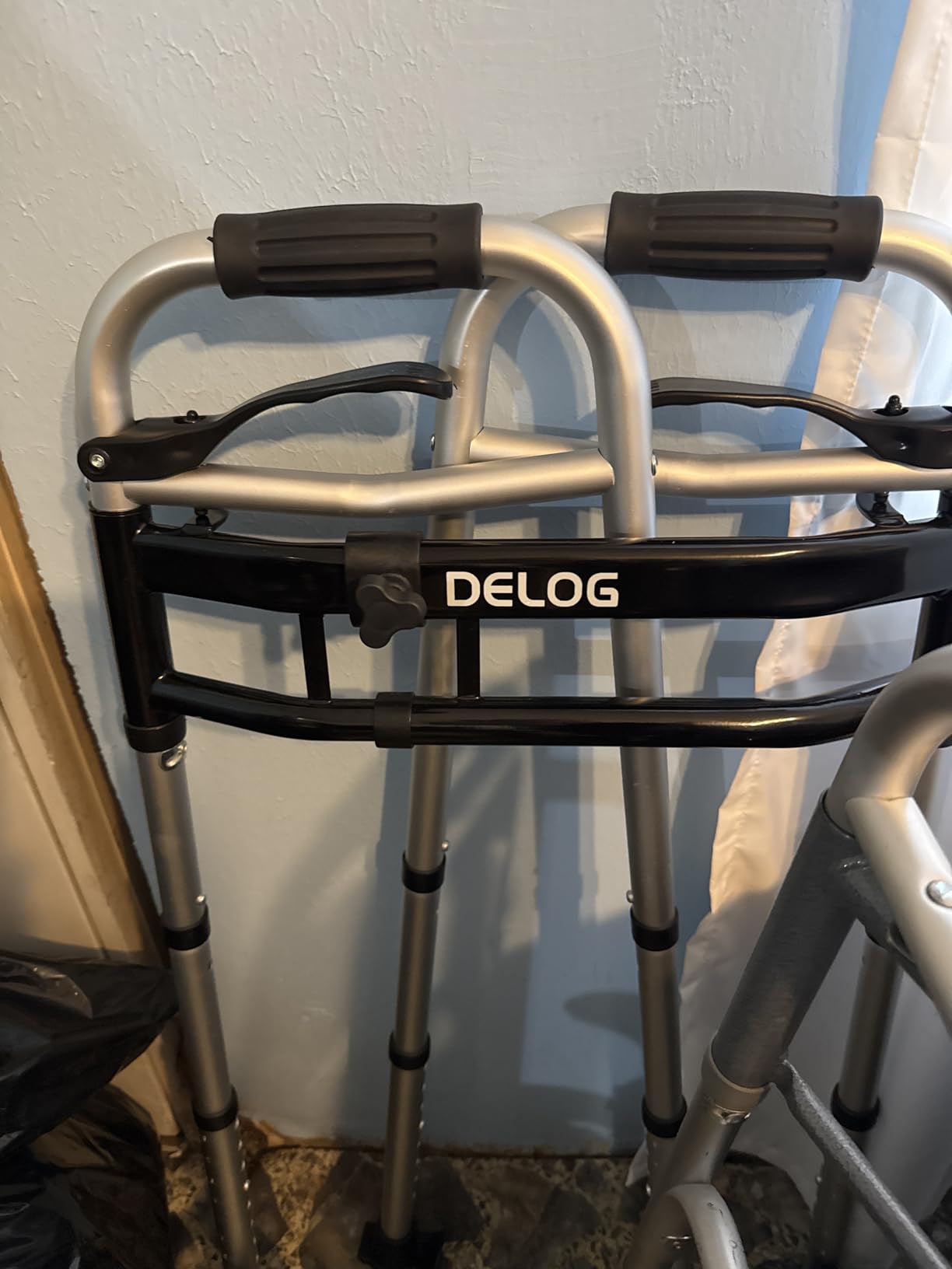 Delog Narrow Folding Walker for Seniors with Trigger Release and 5 Inches Wheels, Lightweight Supports Up to 350 lbs, Aluminum Folding Walker for Elderly, Handicapped and Disabled customer photo 2