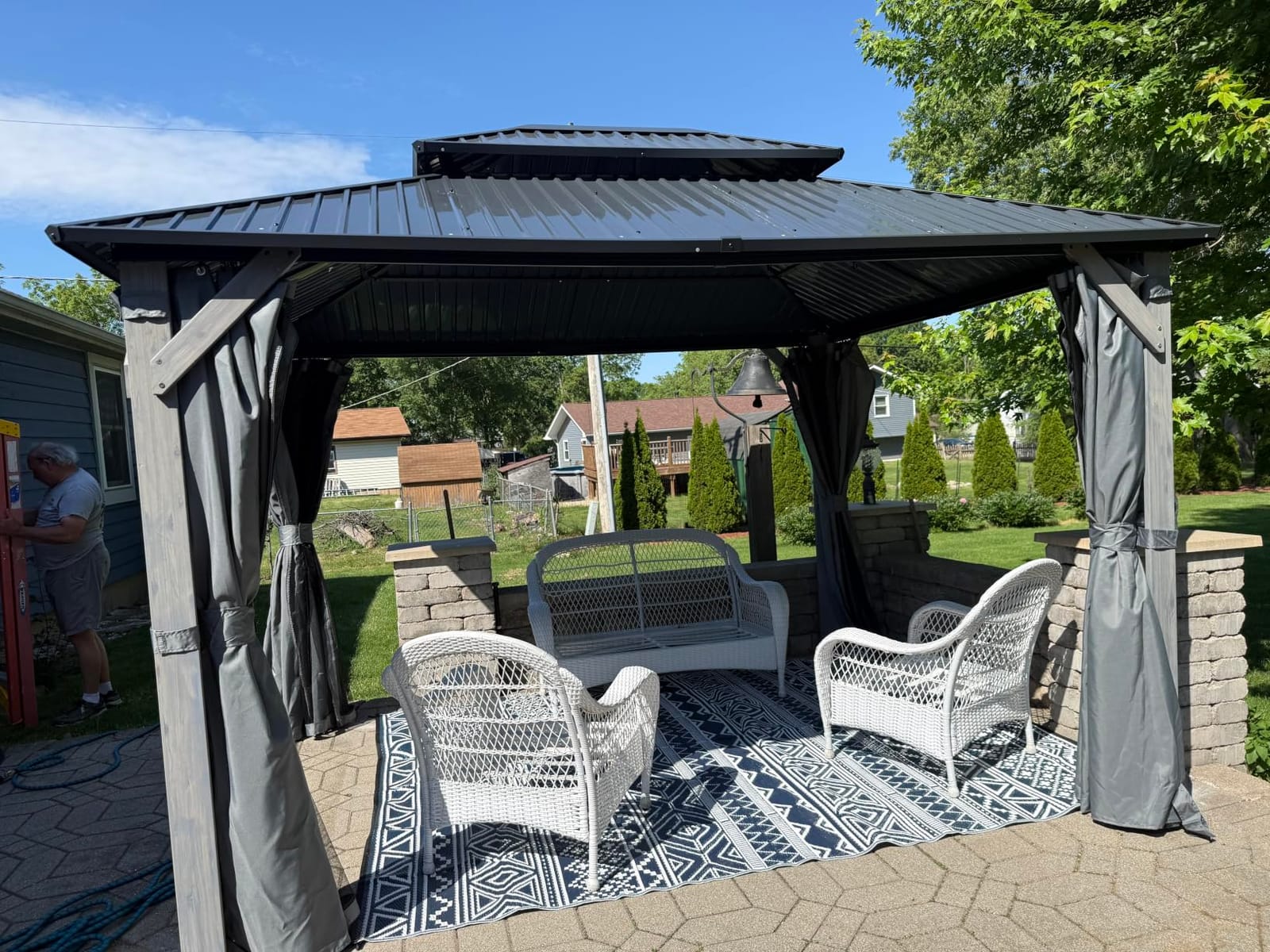 GARTOO 10x12FT Polycarbonate Hardtop Gazebo with Double Roof customer photo 2
