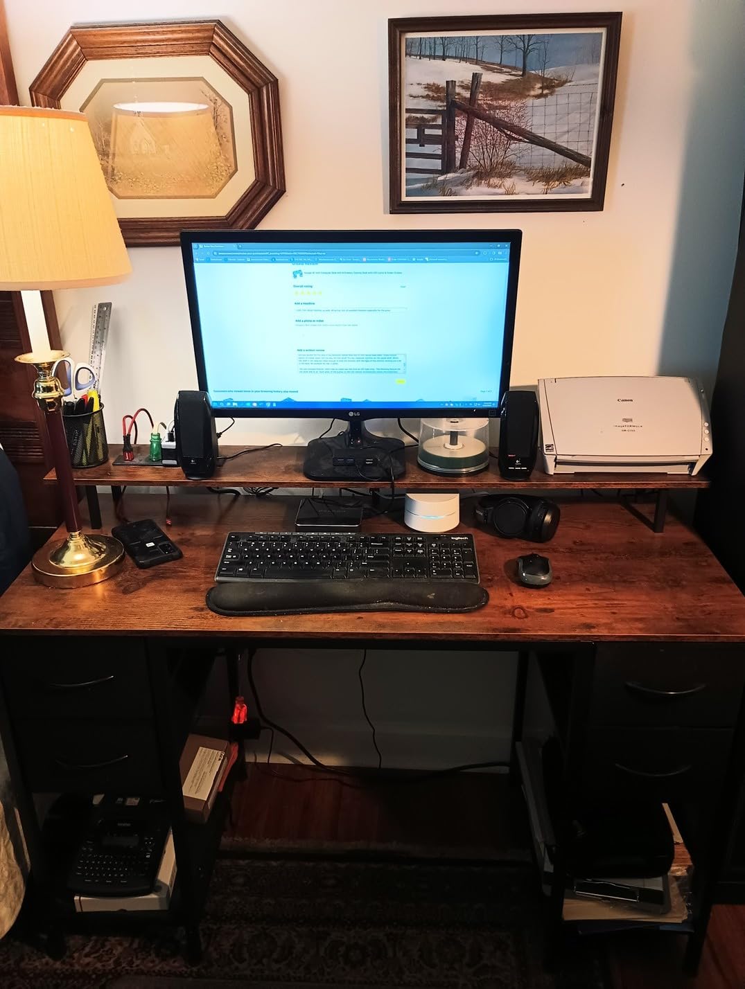 Huuger 55 inch Computer Desk with Power Outlets & 4 Drawers customer photo 1