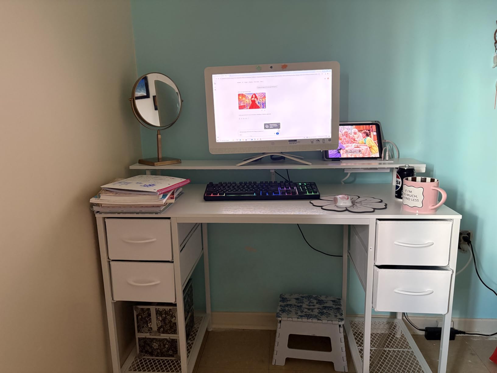 Huuger 55 inch Computer Desk with Power Outlets & 4 Drawers customer photo 2