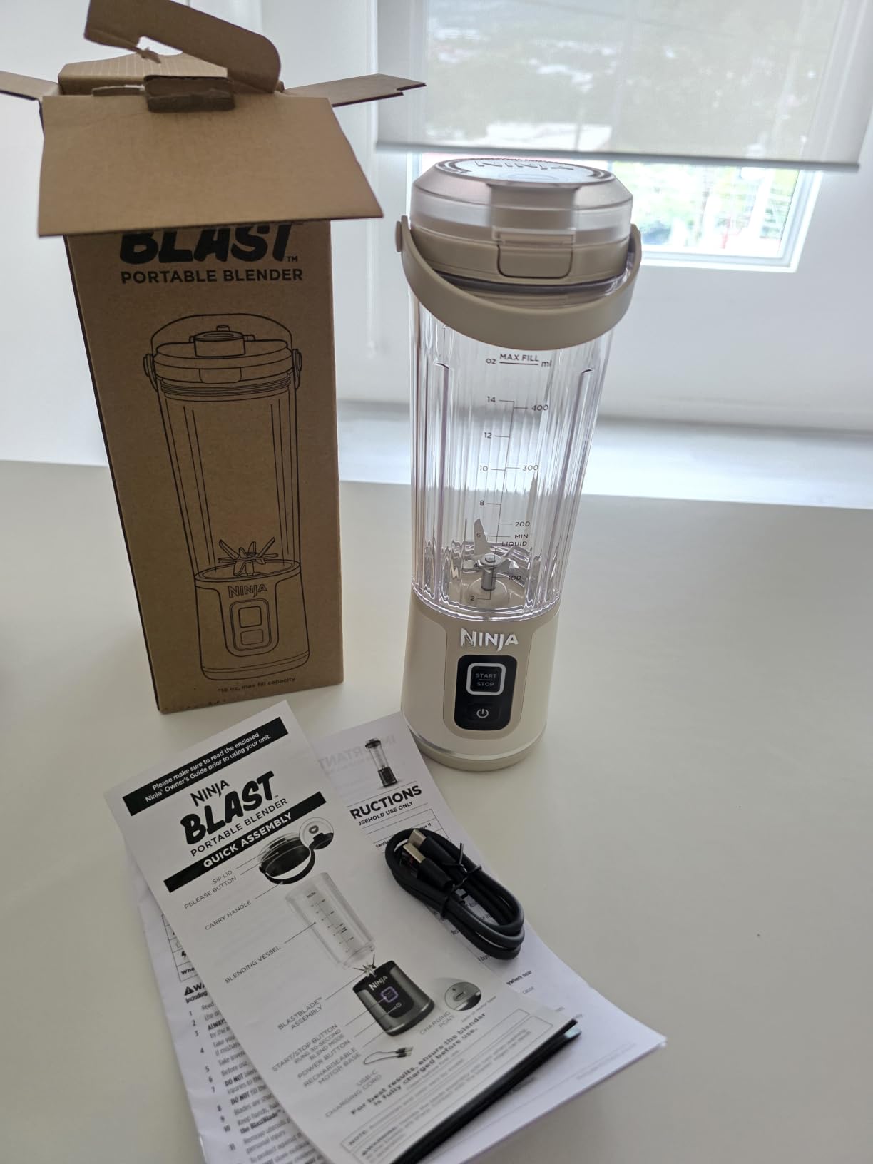 Ninja BC151NV Blast Portable Blender, Cordless, 18oz. Vessel, Personal Blender-for Shakes & Smoothies, BPA Free, Leakproof-Lid & Sip Spout, USB-C Rechargeable, Dishwasher Safe Parts, Denim Blue customer photo 1
