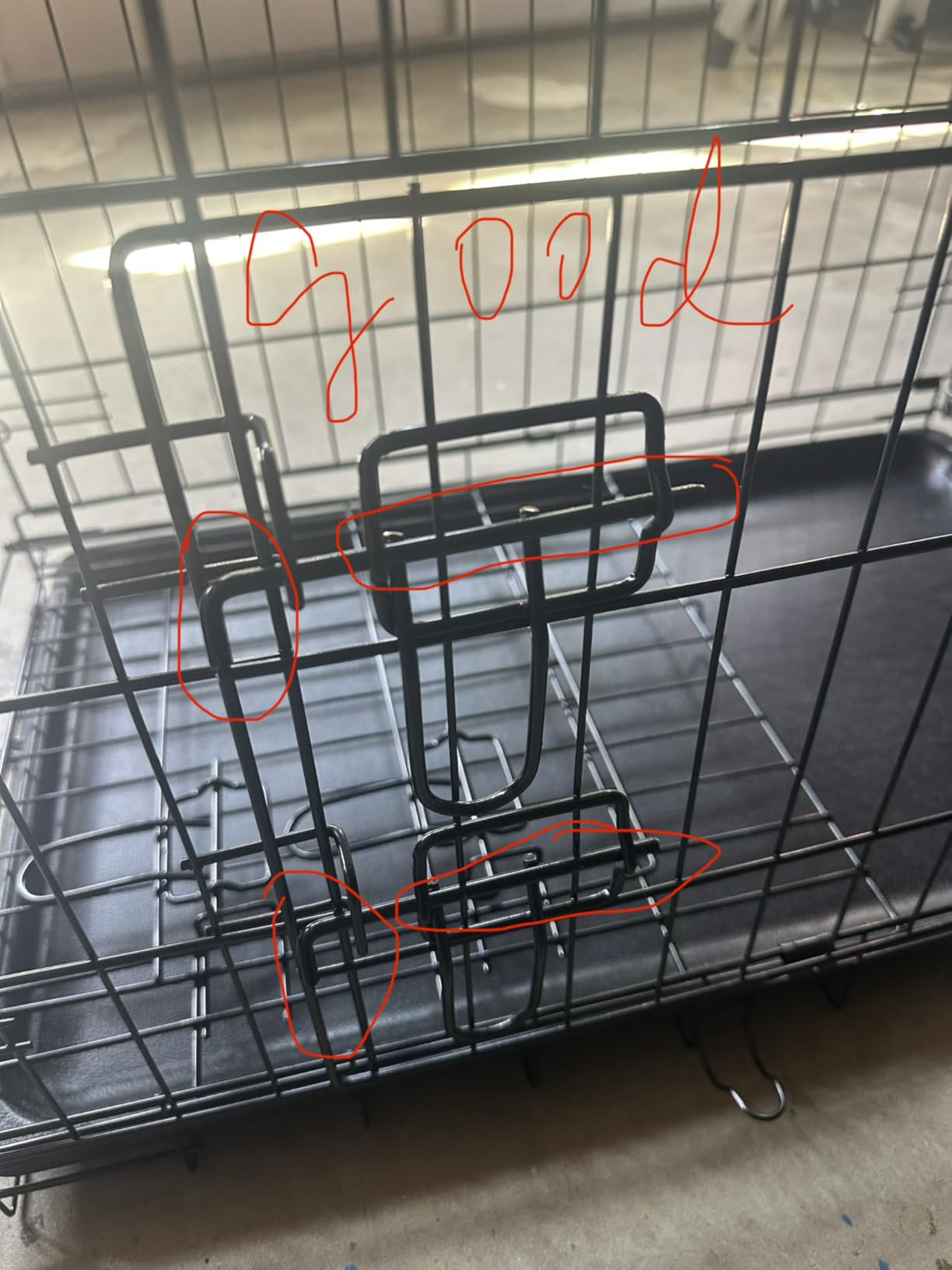 FDW Dog Crate for Large Dogs 42 Inch Folding Metal WirePet Cage Double Door W/Divider Panel Indoor Outdoor Kennel Leak-Proof Plastic Tray,Black customer photo 2