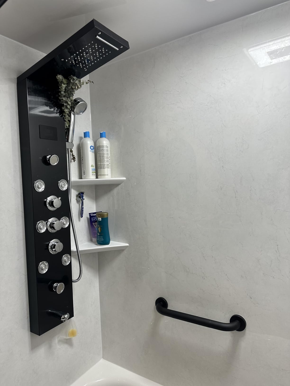 Shower Grab Bar, 2 Pack 16 Inch Black Bathroom Grab Bar, 1.25