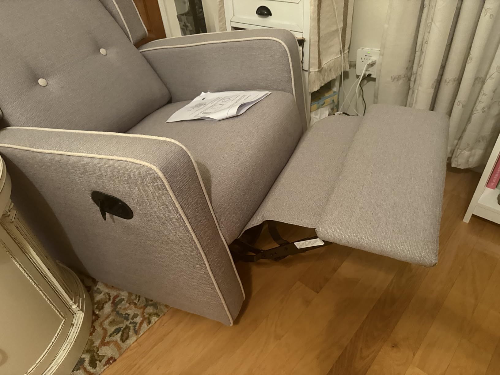 CANMOV Swivel Rocker Recliner Chair, Nursery Glider Chair, Nursery Rocking Chairs, Manual Reclining Chair, White customer photo 1