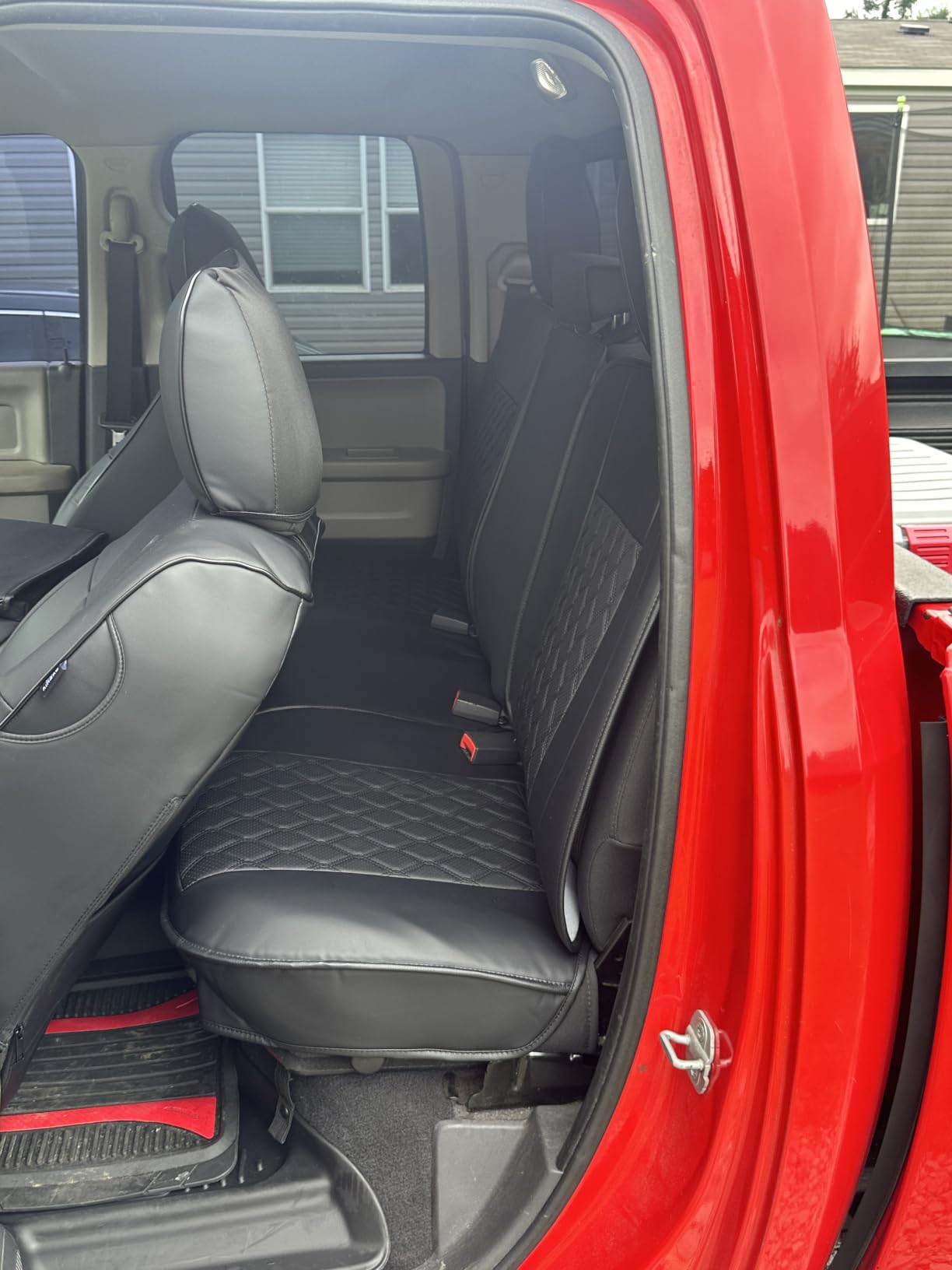 Huidasource Car Seat Covers for Dodge Ram, Front Seat Cushion Waterproof Ram Truck Custom Seat Protector Fit for 2009-2025 Ram 1500, 2010-2025 Ram 2500/3500 Crew/Mega Cab(Concave Front/Black&Blue) customer photo 2
