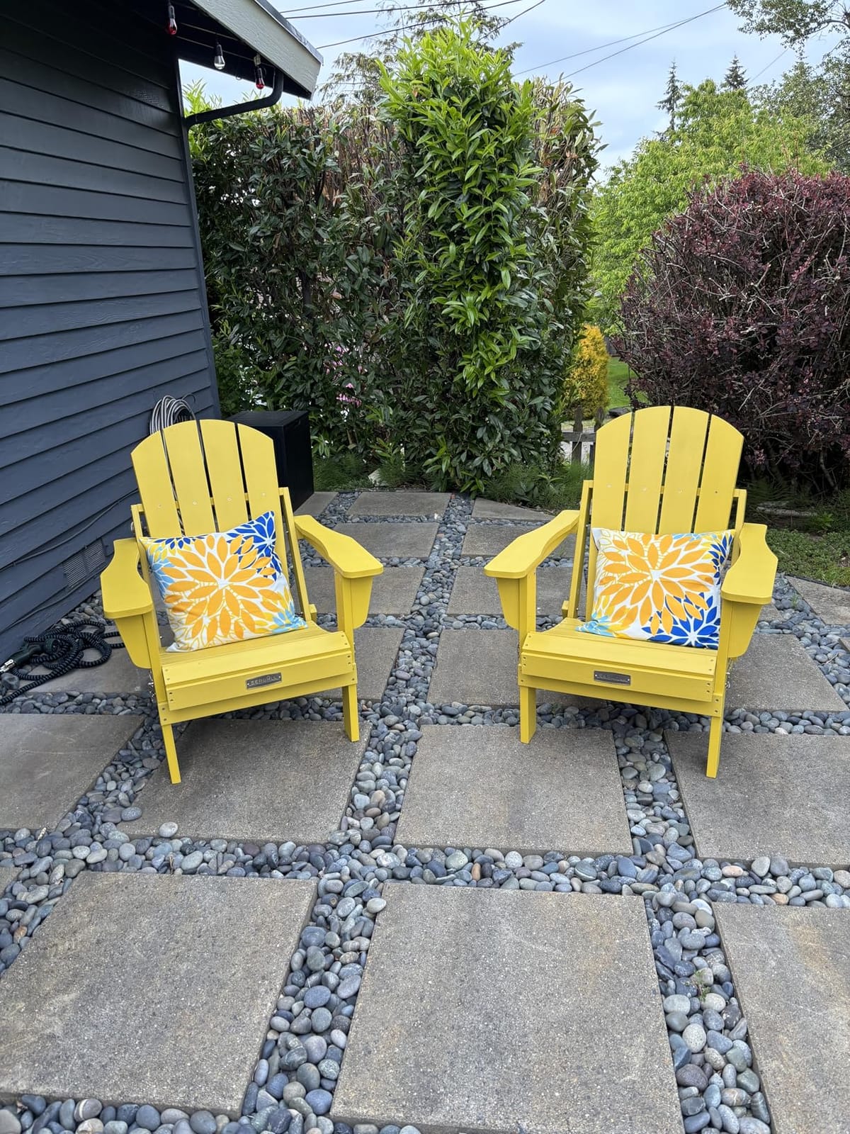 SERWALL Folding Adirondack Chair Set of 4, Fire Pit with Cup Holder -Black customer photo 1