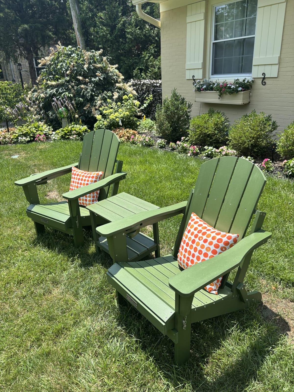 SERWALL Folding Adirondack Chair Set of 4, Fire Pit with Cup Holder -Black customer photo 2