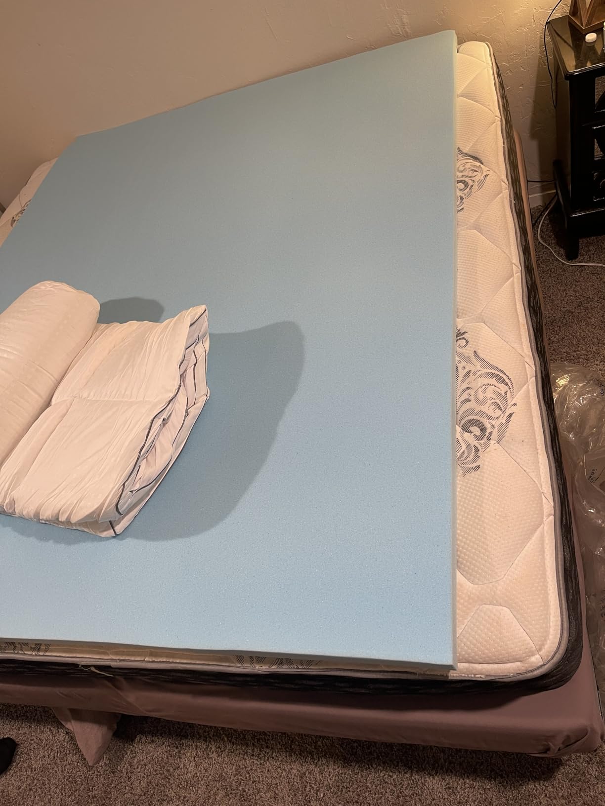 MASVIS King Size Dual Layer 4 Inch Memory Foam Mattress Topper, 2 Inch Gel Memory Foam and 2 Inch Cooling Pillow Top Mattress Pad Cover for Back Pain, Medium Support customer photo 2