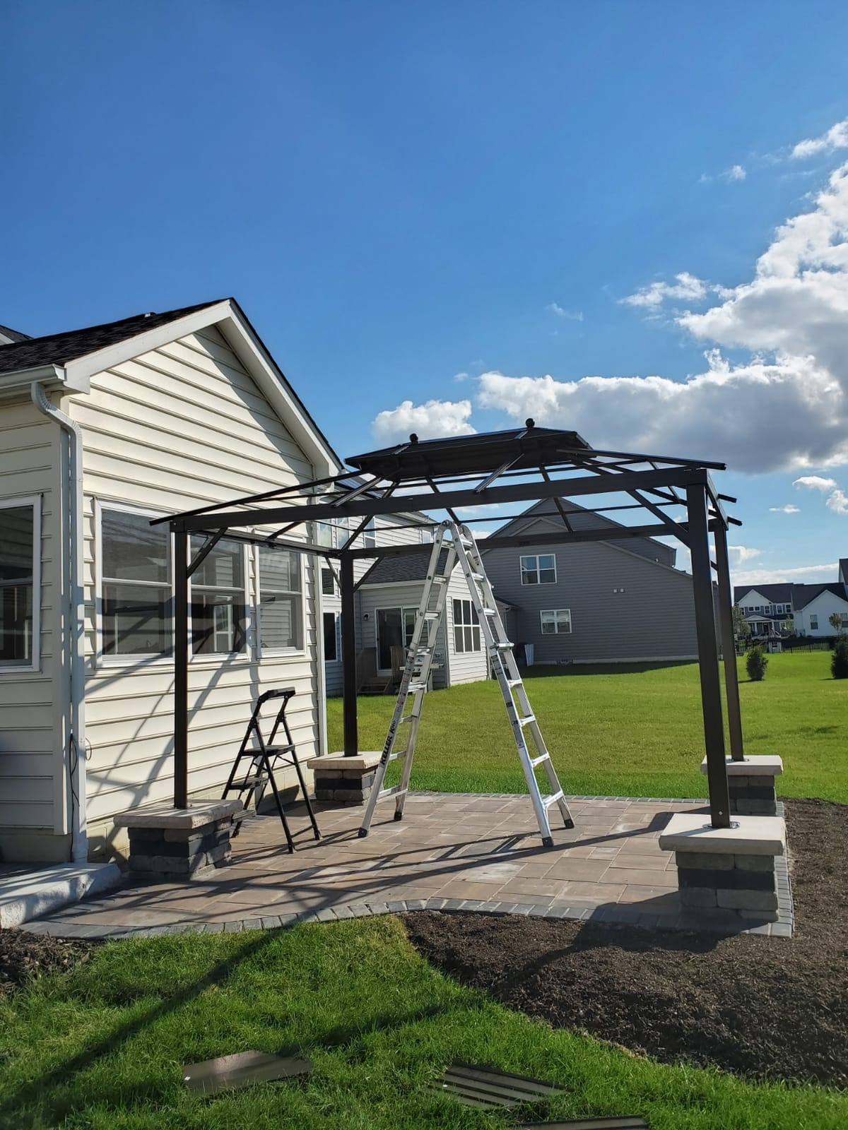 EROMMY 12' x 14' Hardtop Gazebo, Aluminum Frame Gazebos with Galvanized Steel Double Roof, Permanent Outdoor Metal Pavilion with Curtain and Netting for Patio, Lawn, Deck customer photo 1