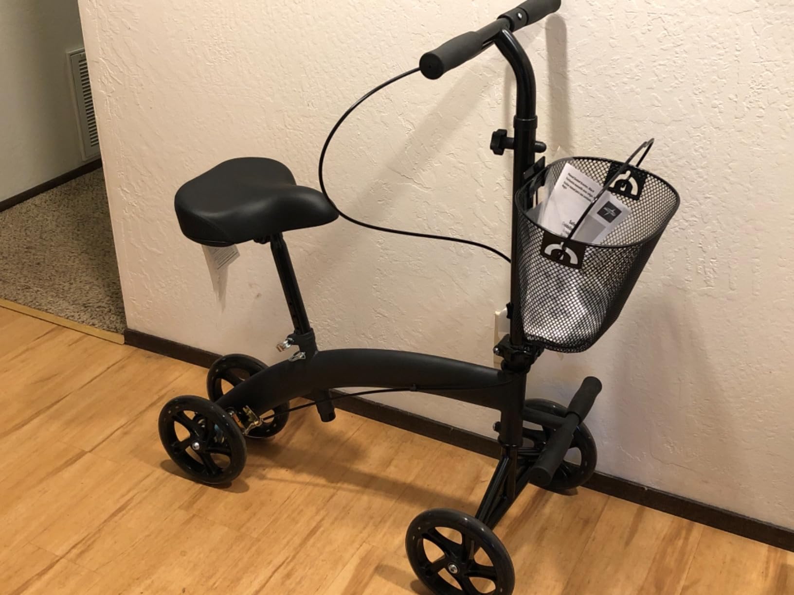 Medline Manual Seated Mobility Scooter Knee Walker, 8” Wheels, 300 lbs. Capacity, Black- for Leg & Foot Injuries, Crutch Alternative, 1 Ct. customer photo 2