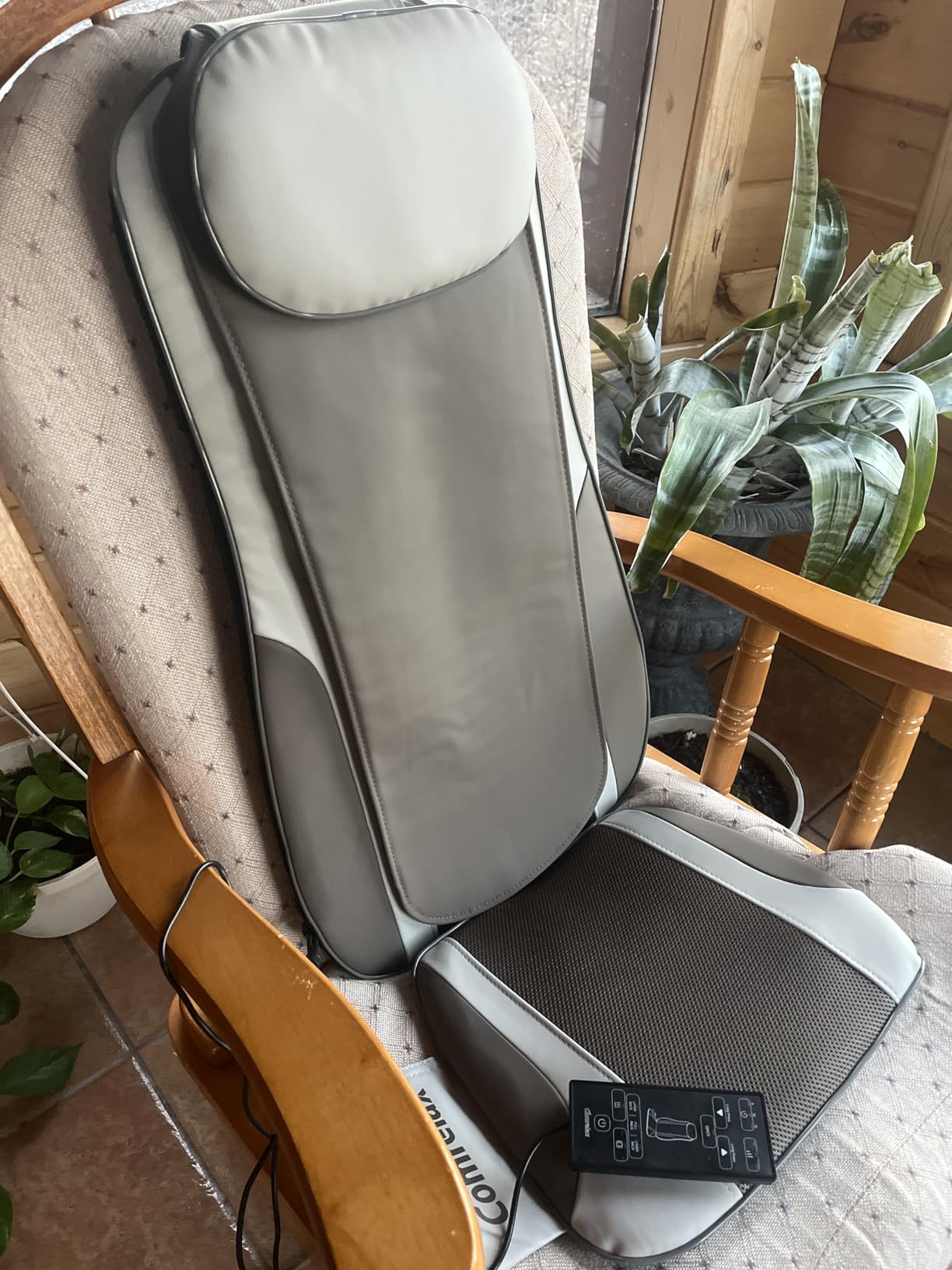 Shiatsu Back Massager with Heat, Massage Chair Pad Seat Cushion for Stress Relief, Deep Tissue Kneading & Roller, 2 Vibration Motors, Back Waist Hip Massager, PU Leather customer photo 1