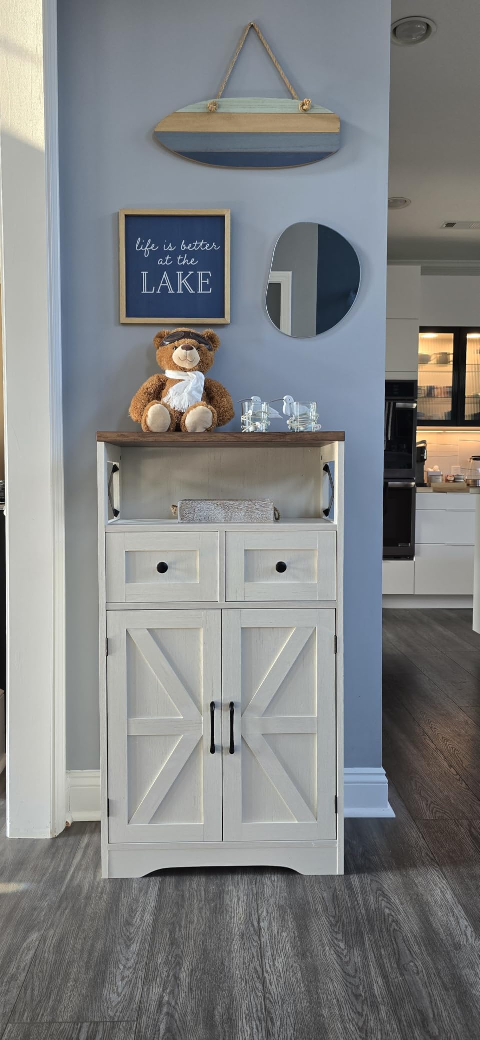 Befrases Farmhouse Storage Cabinet with Drawers and Shelf, Freestanding Kitchen Pantry Hutch for Kitchen, Living Room, Home Office, Rustic Grey customer photo 1