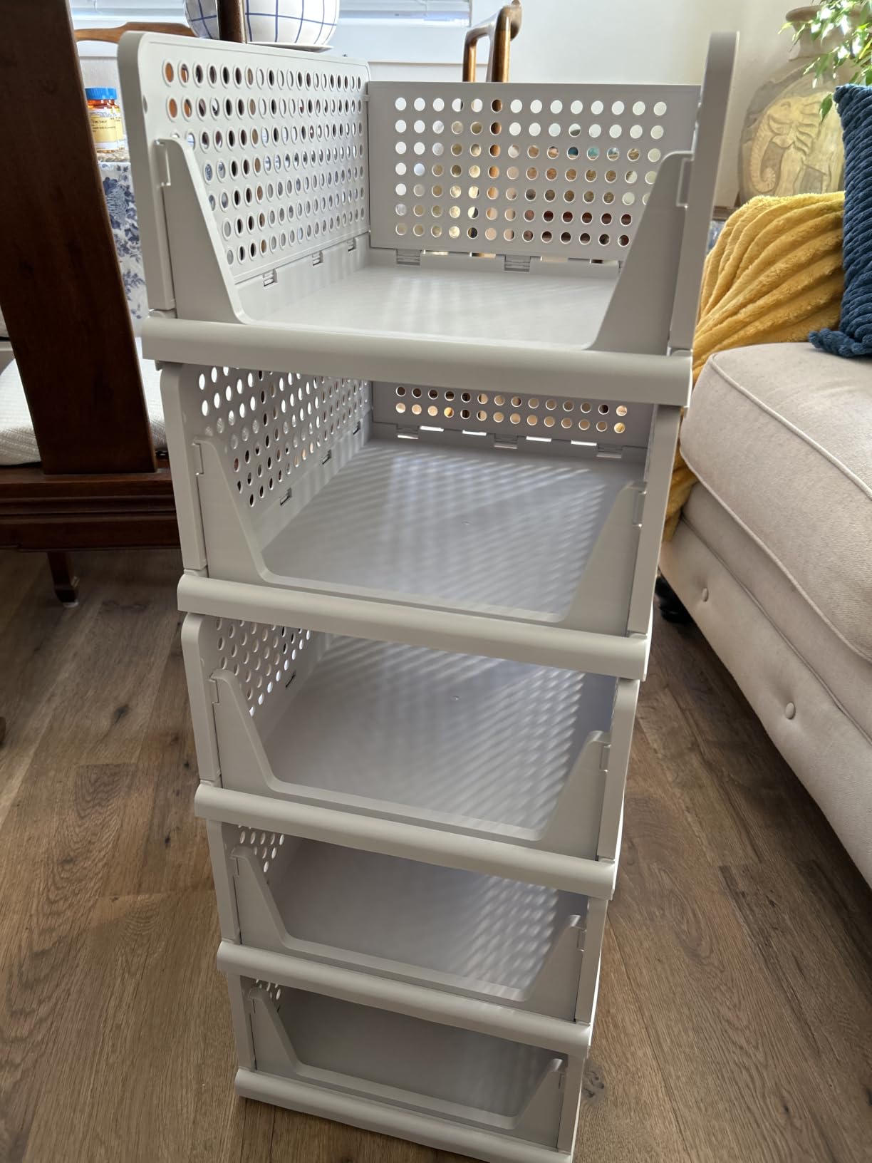 caktraie 5 Pack Stackable Closet Storage Basket - Stackable Storage Bins customer photo 1