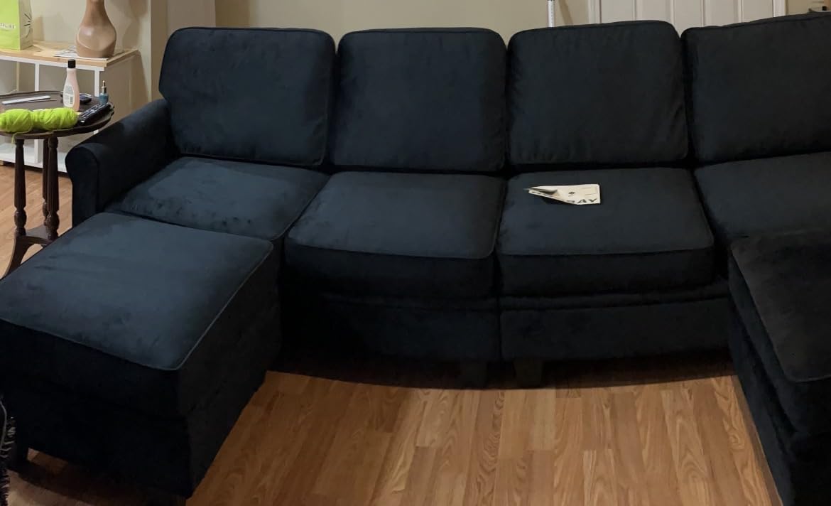 HONBAY U Shaped Sectional Sofa with Storage,Dark Grey customer photo 1