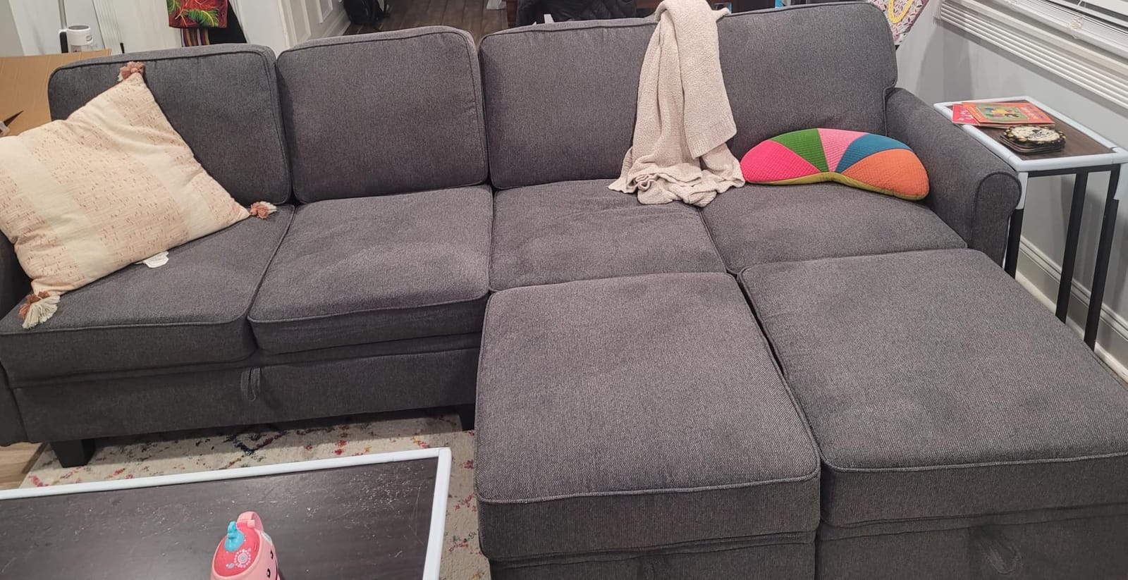 HONBAY U Shaped Sectional Sofa with Storage,Dark Grey customer photo 2