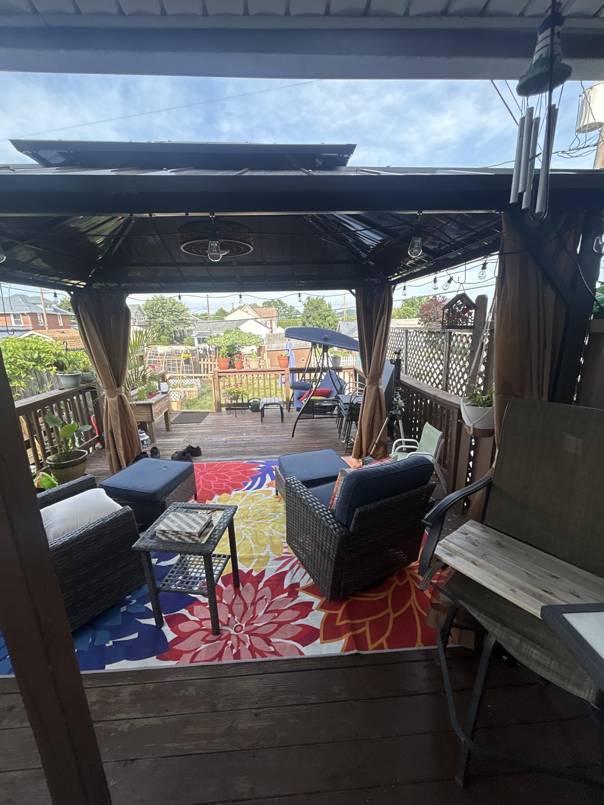 YOLENY 12' x 14' Gazebo, Hardtop Gazebo with Aluminum Frame, Double Galvanized Steel Roof, Curtains and Netting Included, Metal Gazebos Pergolas for Patios, Garden, Parties, Lawns customer photo 1