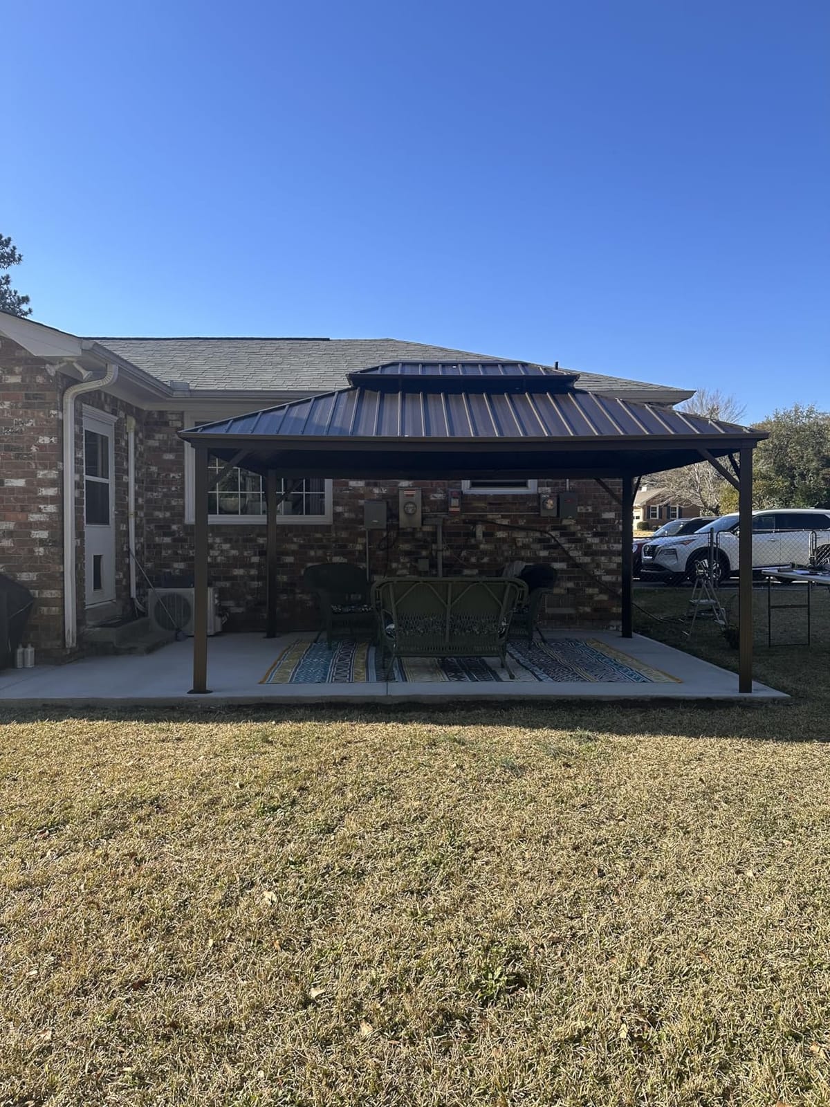 YOLENY 12' x 14' Gazebo, Hardtop Gazebo with Aluminum Frame, Double Galvanized Steel Roof, Curtains and Netting Included, Metal Gazebos Pergolas for Patios, Garden, Parties, Lawns customer photo 2