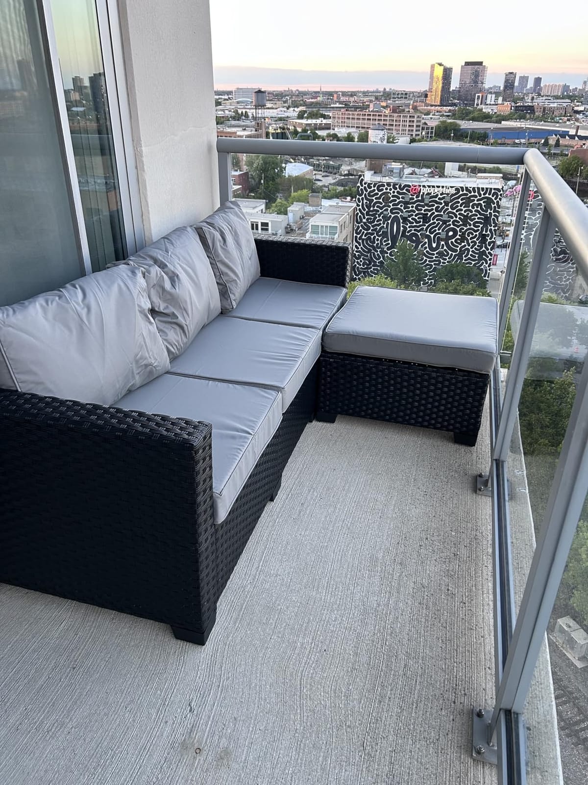 Rattaner Outdoor Furniture Set 3 Pieces Wicker Patio Furniture Outdoor Sectional Patio Couch Outdoor Coffee Table All-Weather Non-Slip Cushions Waterproof Covers, Peacock Blue customer photo 1