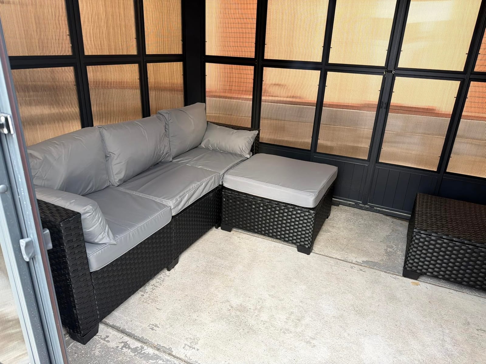 Rattaner Outdoor Furniture Set 3 Pieces Wicker Patio Furniture Outdoor Sectional Patio Couch Outdoor Coffee Table All-Weather Non-Slip Cushions Waterproof Covers, Peacock Blue customer photo 2