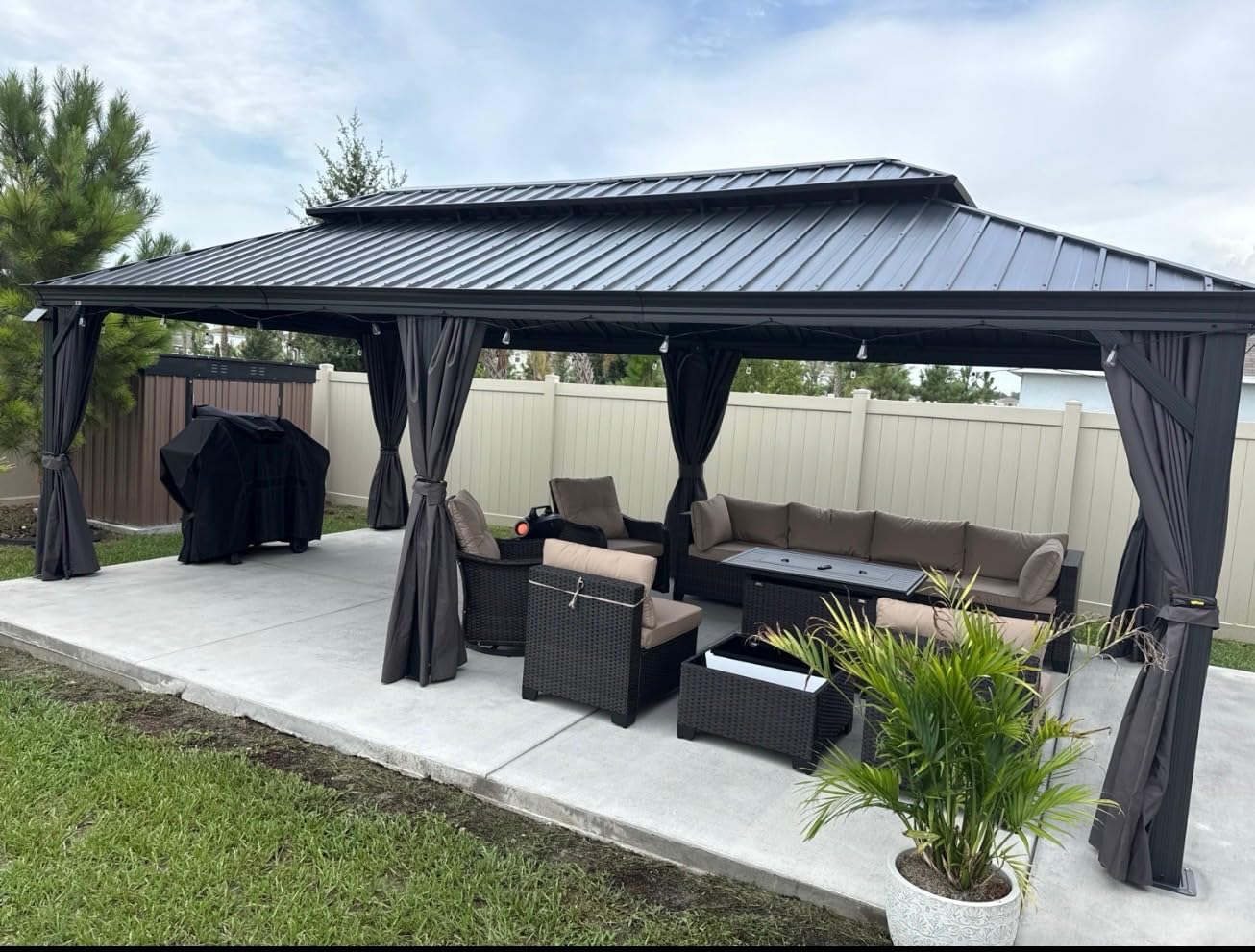 PURPLE LEAF Permanent Hardtop Gazebo 11' X 14' Double Roof, Gray customer photo 1