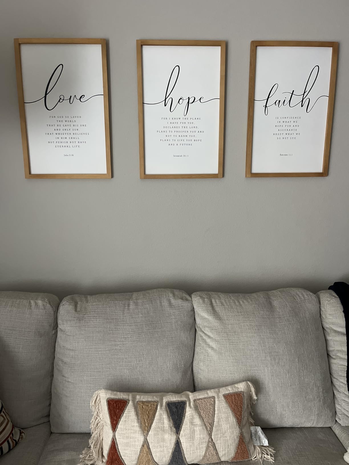 Houmury Set of 3 Framed Farmhouse Bible Verses Wall Decor Sign 11”x14” Christian Faith Scripture Wall Art for Home Bedroom Wall Decor (11