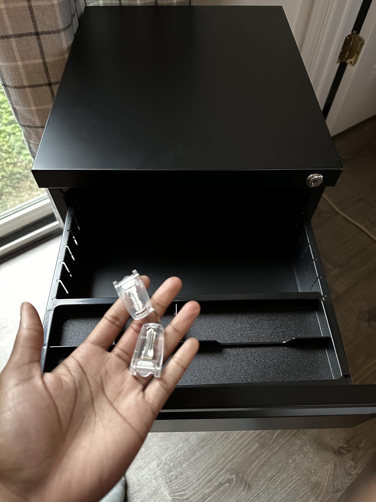 MIIIKO File Cabinet 3 Drawers on Wheels Under Desk, Black Metal Rolling File Cabinets with Lock for Home Office, Un-Assembled Filing Cabinet with Lock customer photo 2