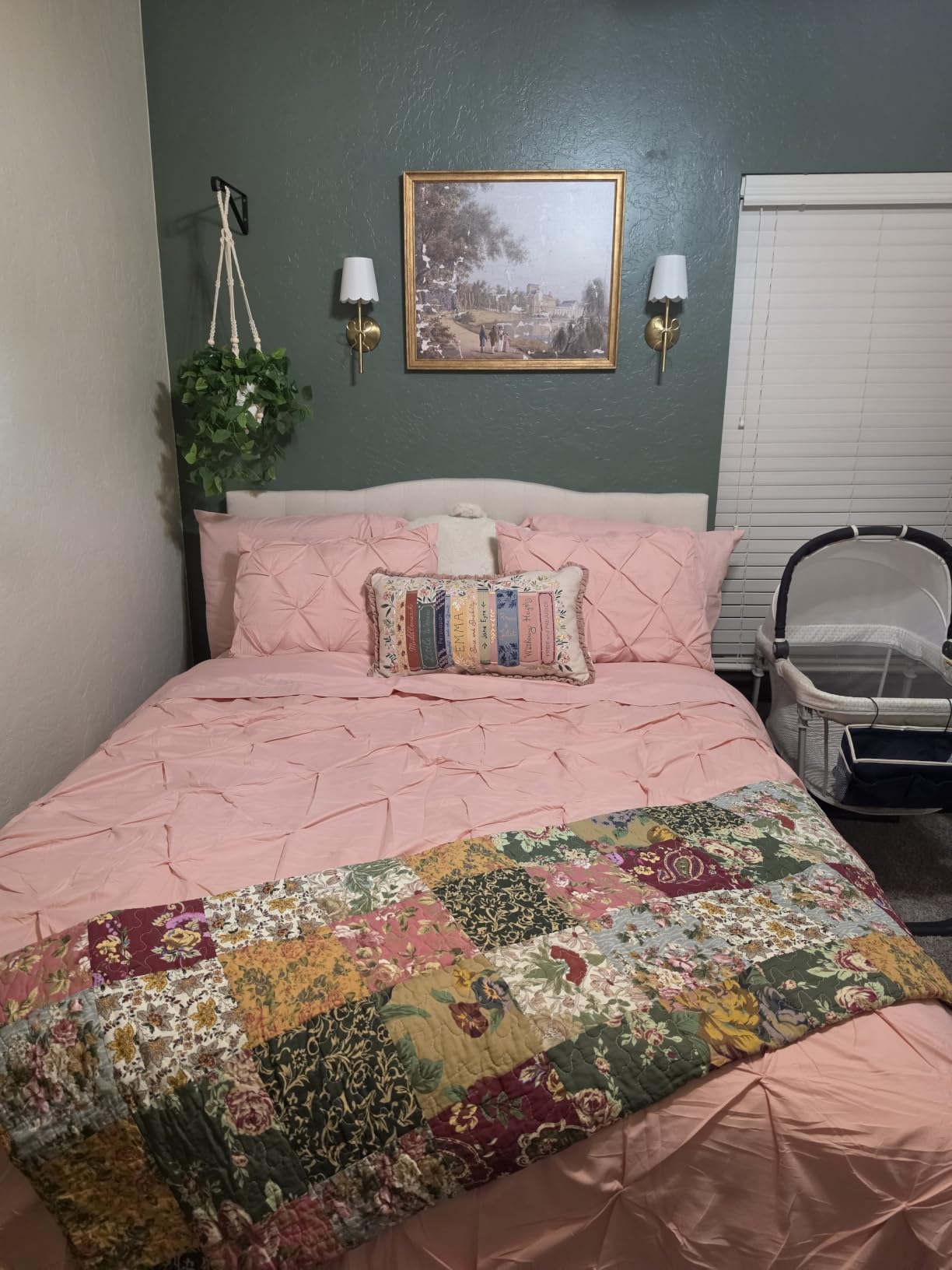 Tufted Headboard Queen Size, Solid Wood Adjustable Height Head Board, Beige customer photo 1