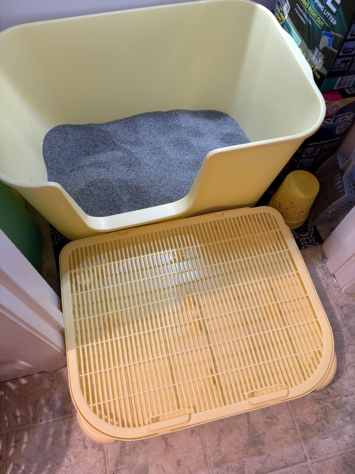 Extra Large Kitty Litter Box with High Sides, Anti-Splashing, Tool-Free Assembly, Multi Cat, Jumbo (Grey) 24.60