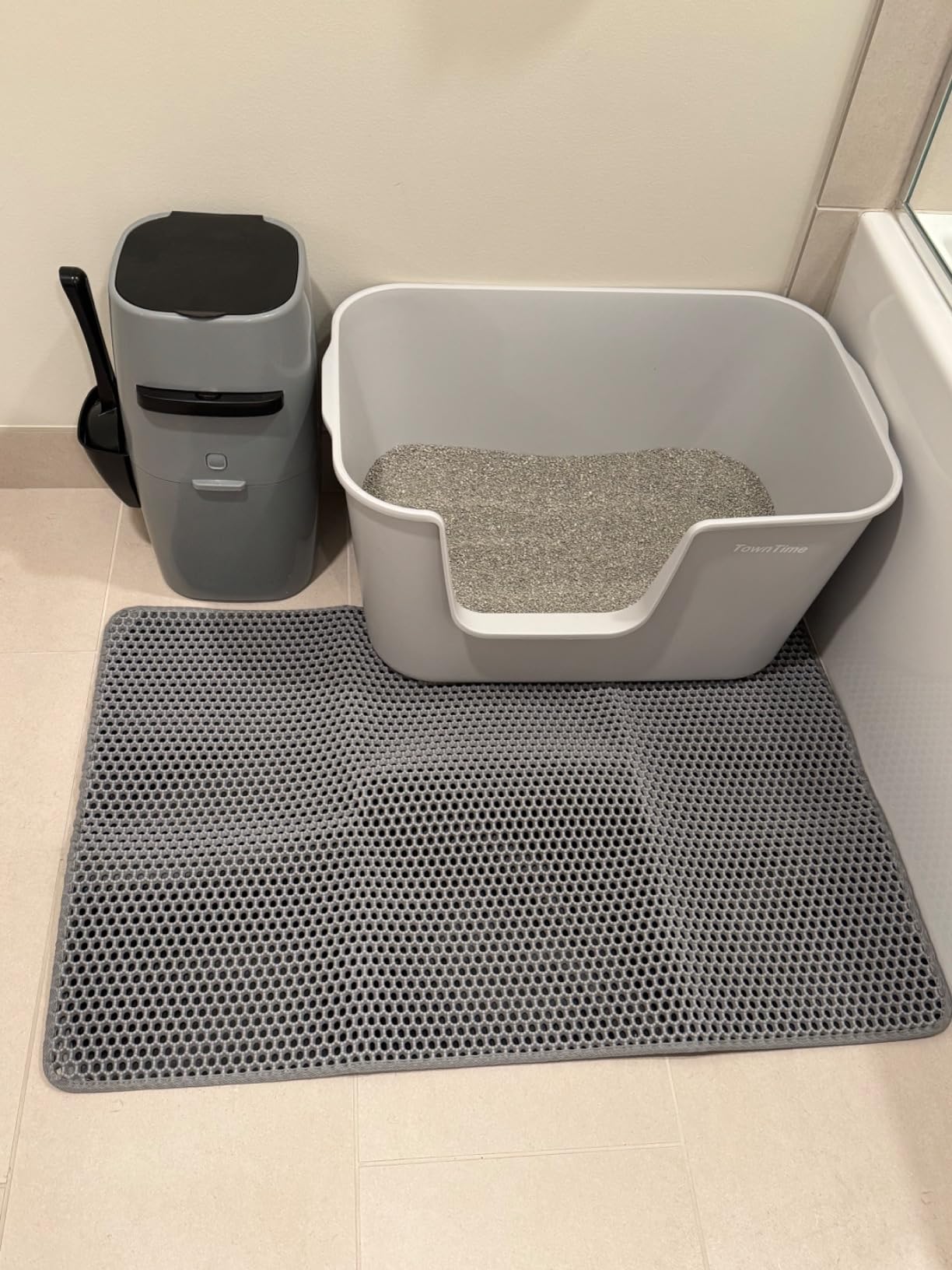 Extra Large Kitty Litter Box with High Sides, Anti-Splashing, Tool-Free Assembly, Multi Cat, Jumbo (Grey) 24.60