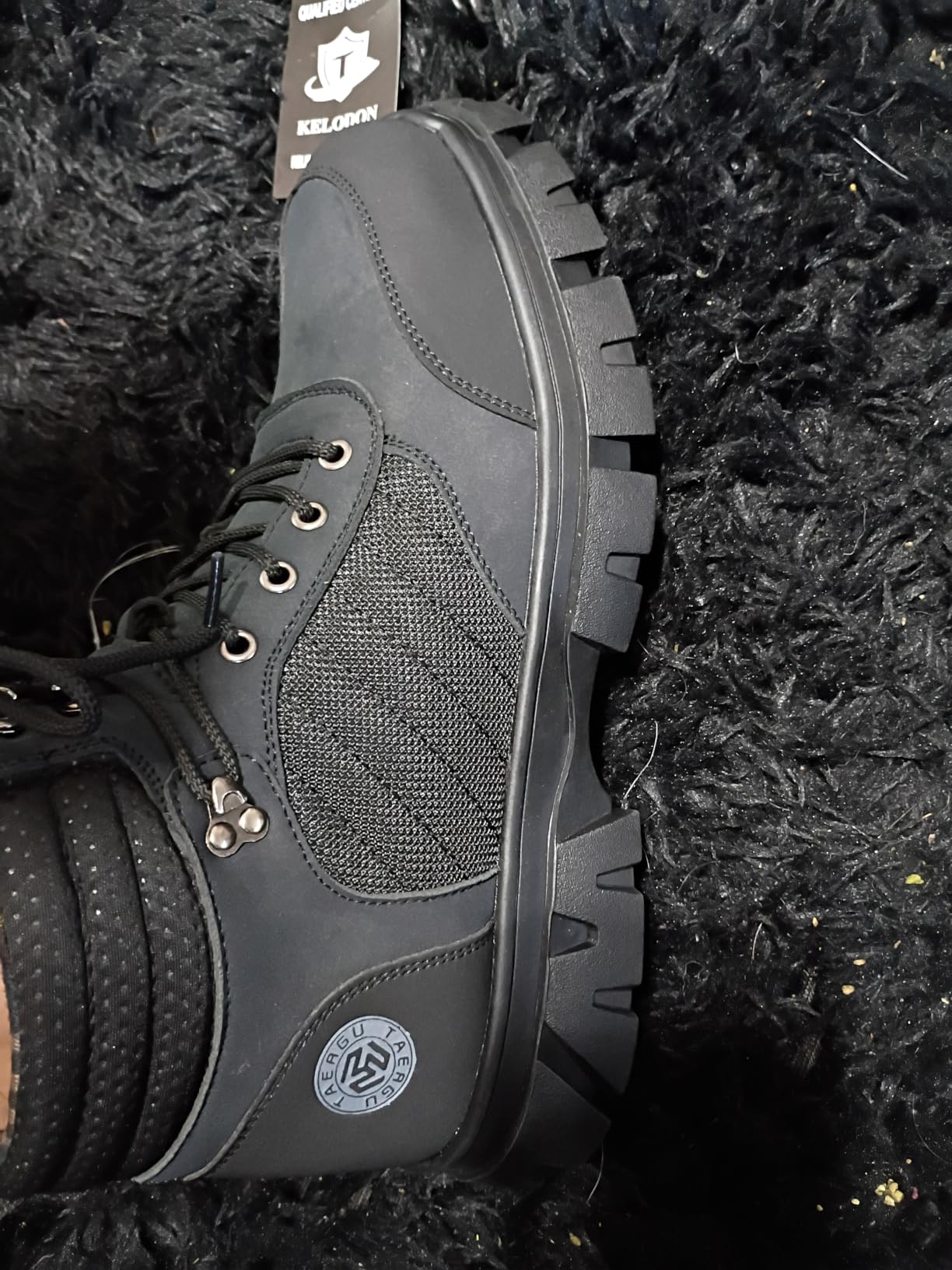KELODON Waterproof Steel Toe Boots For Men-6 Inch Comfortable Mens Safety Work Boots Indestructible Steel Toe Shoes Lightweight Non Slip Puncture Resistant Industrial Construction Boot customer photo 1