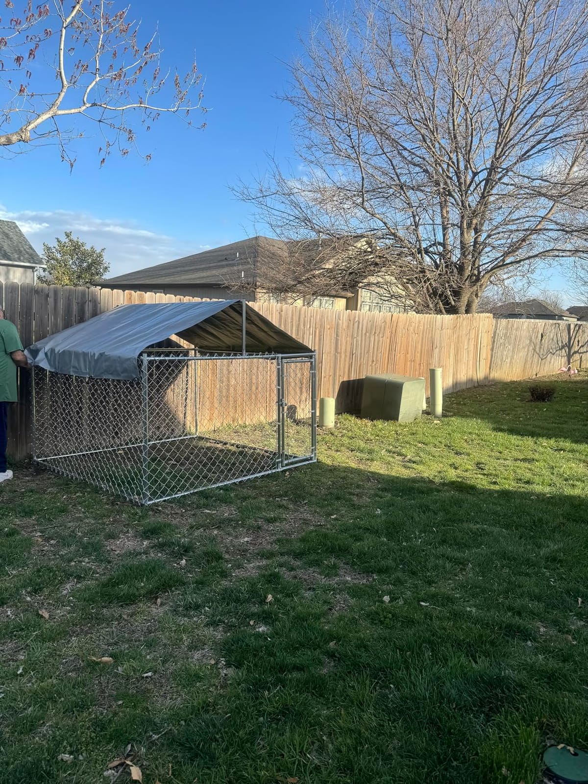 Outdoor Dog Kennel Large with Roof, Dog Run Enclosure, Large Outside Heavy Duty Dog Pens House Pet Playpen with Galvanized Chain Link Waterproof Cover (10'Lx6'Wx7.65'H) customer photo 1