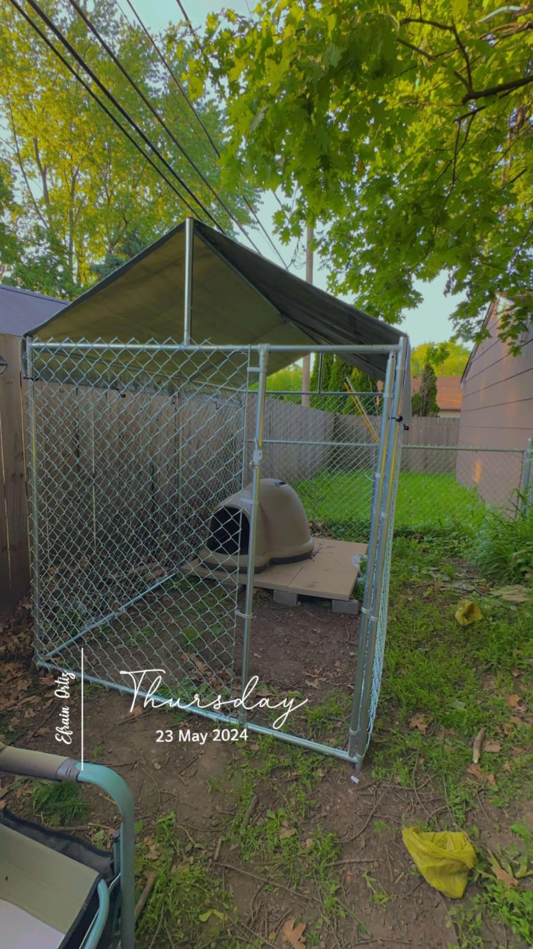 Outdoor Dog Kennel Large with Roof, Dog Run Enclosure, Large Outside Heavy Duty Dog Pens House Pet Playpen with Galvanized Chain Link Waterproof Cover (10'Lx6'Wx7.65'H) customer photo 2