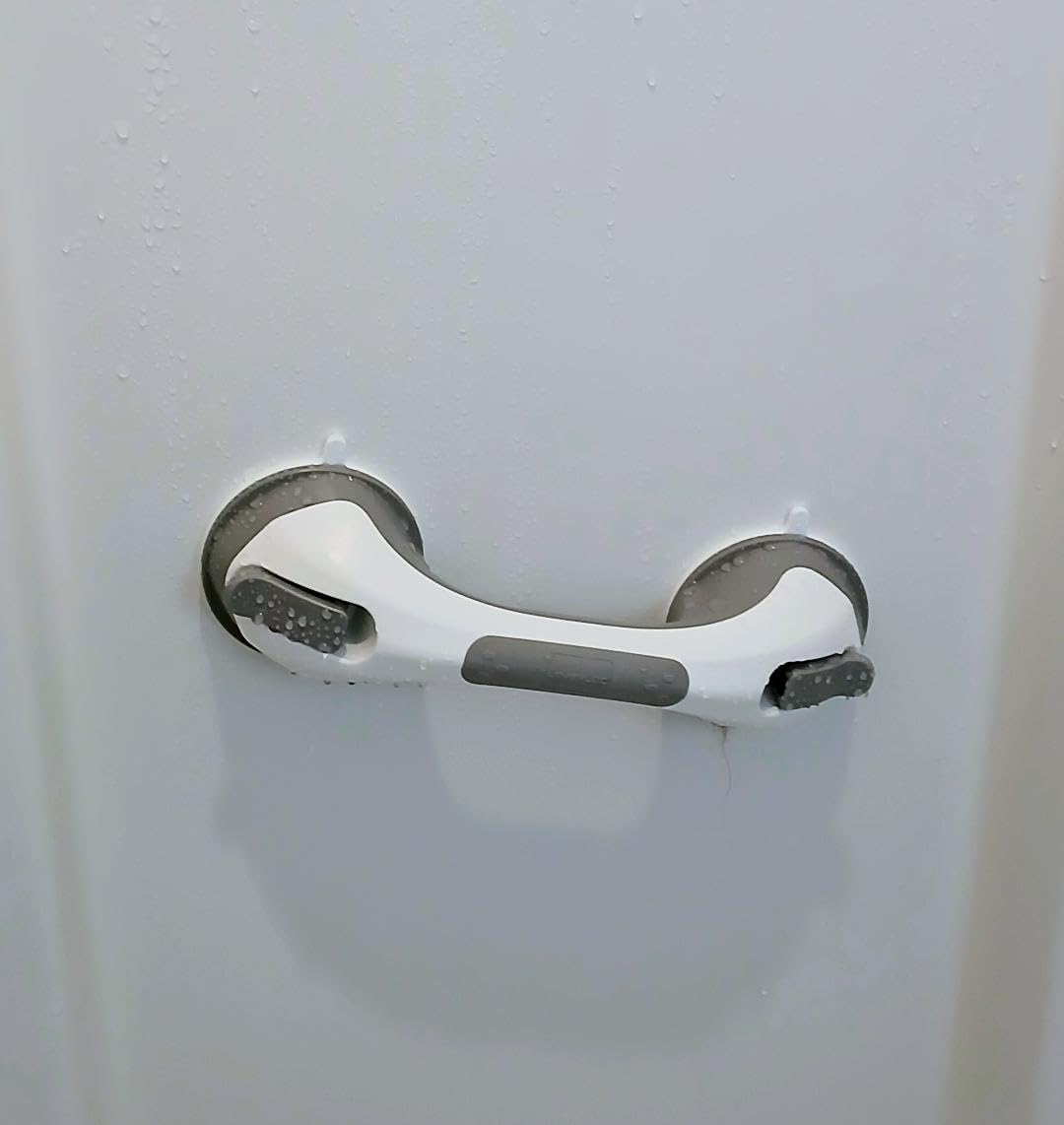 LEVERLOC Grab Bars for Bathtubs and Showers 2 Pack Suction Grab Bar, Heavy Duty 12 Inch Shower Handle Removable Bath Handrails for Seniors and Elderly, Bathroom Safety Grip No Drilling Waterproof Grey customer photo 1