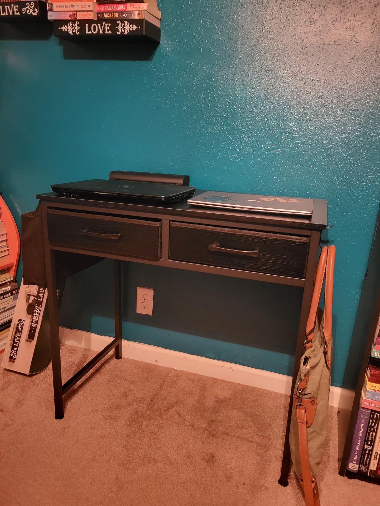 DLisiting 32 Inch Small Desk with Drawers, Black customer photo 1