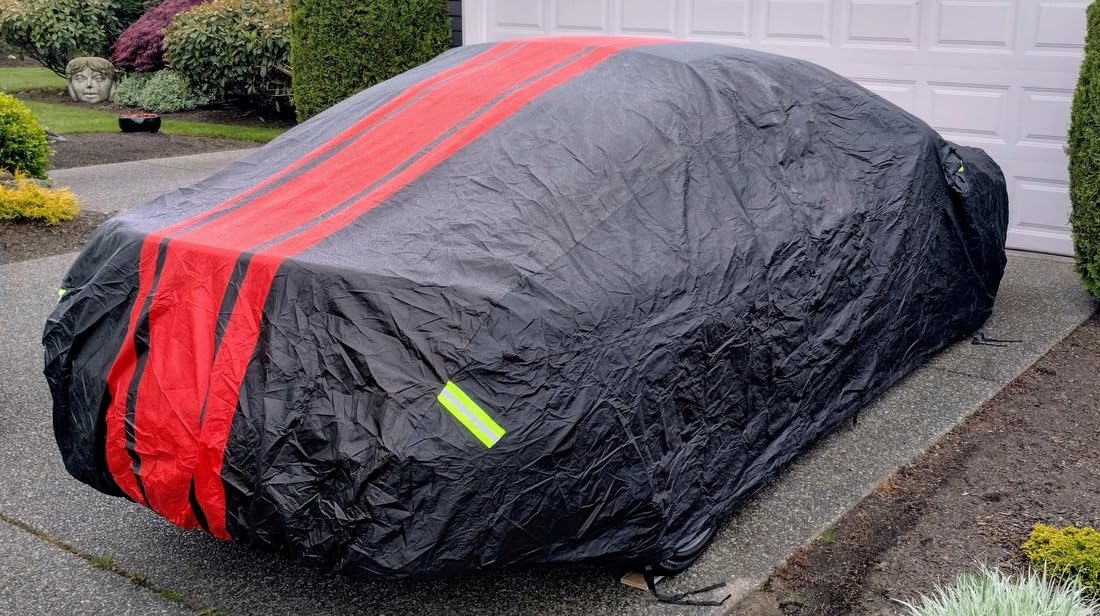 Special 16 Layers Full Car Cover Fit for 2017-2024 TES-la Model 3, Ultra Heavy 600D Oxford Cloth, All-Weather Protection Summer Sun Exposure and Winter Snow Rain Dust UV, Black customer photo 2