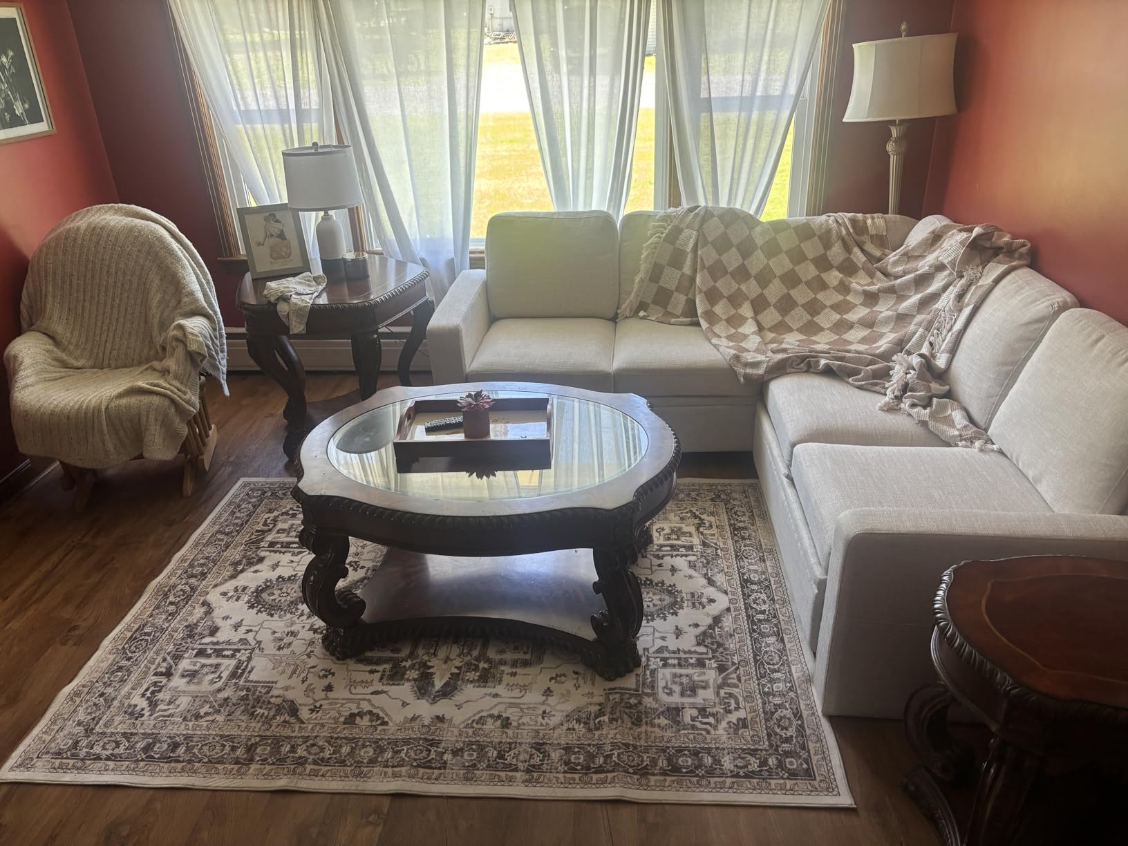 HONBAY Sectional Sleeper Sofa with Pull Out Bed, U Shaped Couch with Storage, Modular Sectional Couches for Living Room, Dark Grey customer photo 2