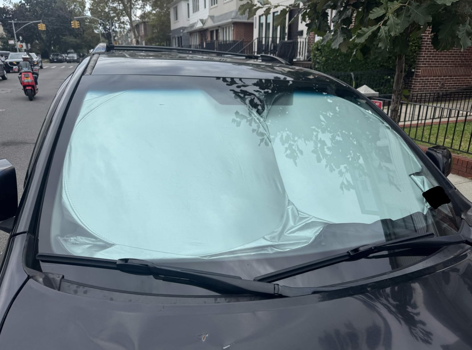 Magnelex Tesla Windshield Sun Shade (Model 3/Y), Reflective Polyester Blocks Heat & Sun, Foldable Car Window Sun Blocker, Mirror Cut-Out, Fade-Resistant Sunshade, Tesla 3 Accessories customer photo 2