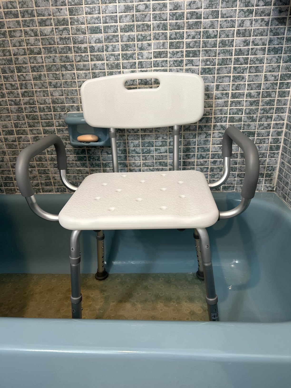 HOMLAND Shower Chair for Inside Shower with Padded Armrests and Back customer photo 2