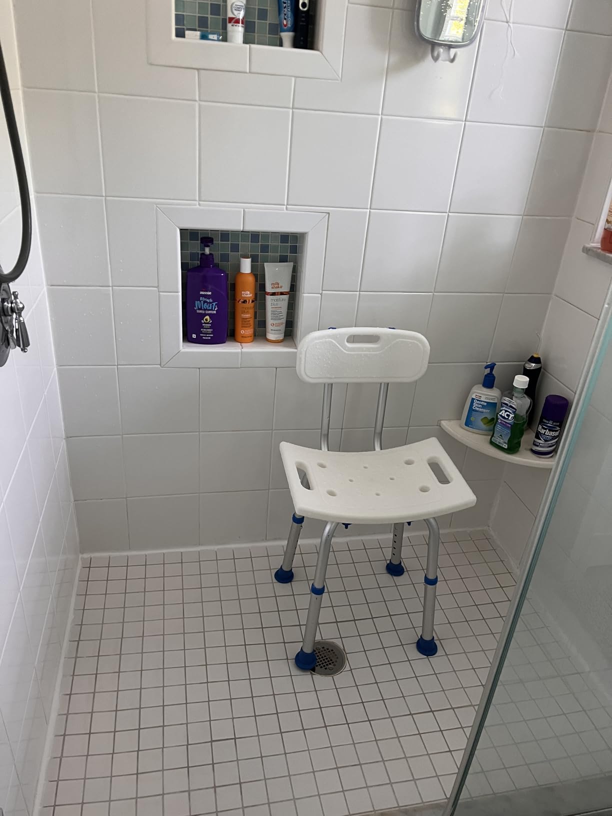 HOMLAND Shower Chair for Inside Shower with Removable Back, Aluminum Frame customer photo 1