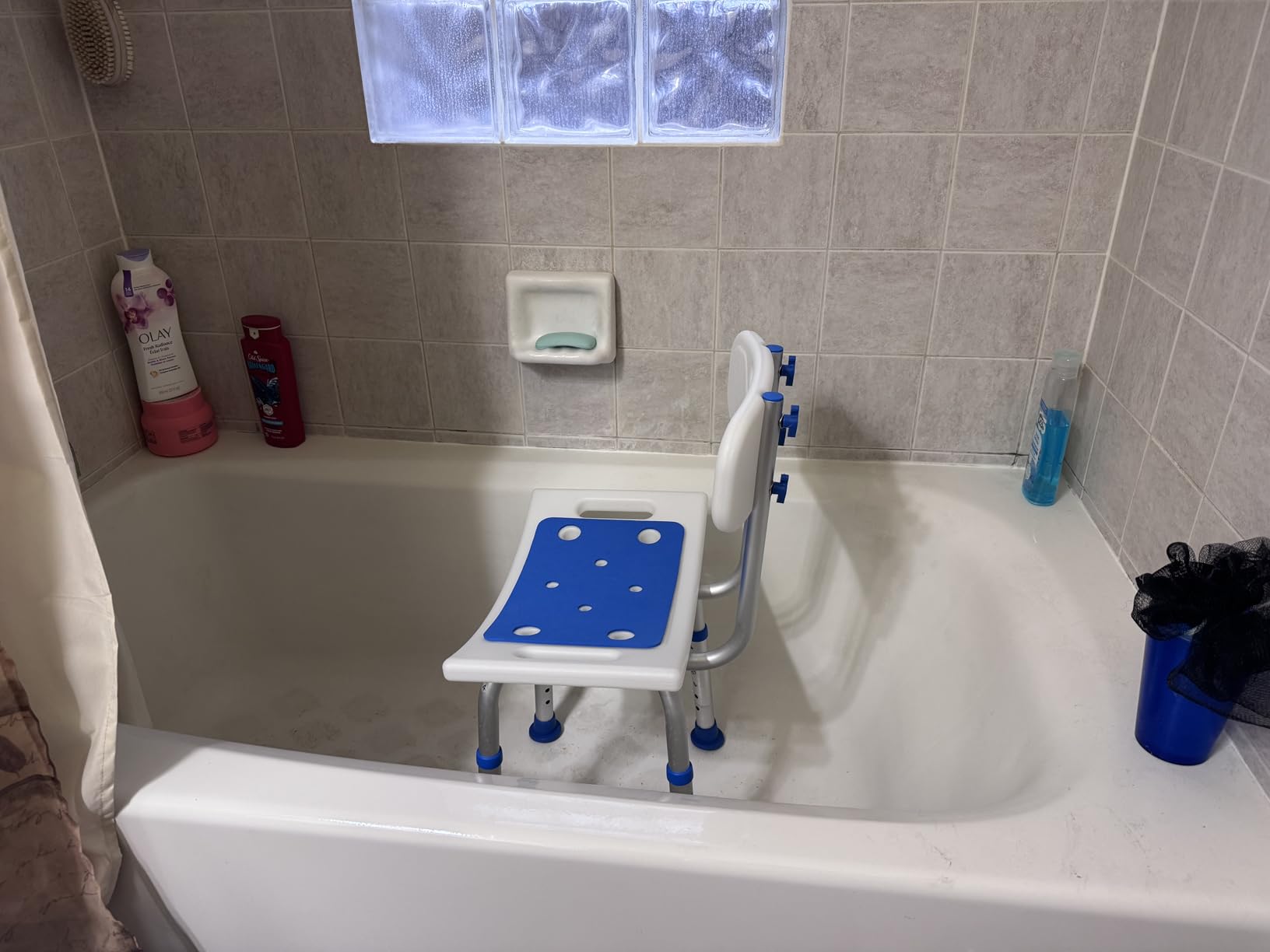 HOMLAND Shower Chair for Inside Shower with Removable Back, Aluminum Frame customer photo 2