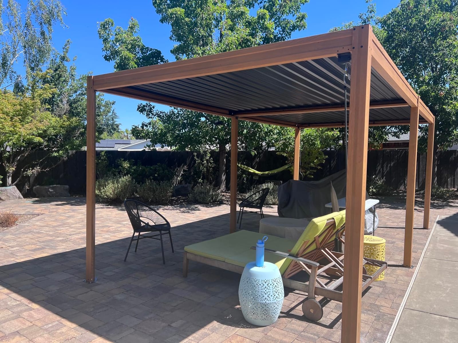 Domi Aluminum Louvered Pergola 10x10, Outdoor Metal Pergola, Grey customer photo 2