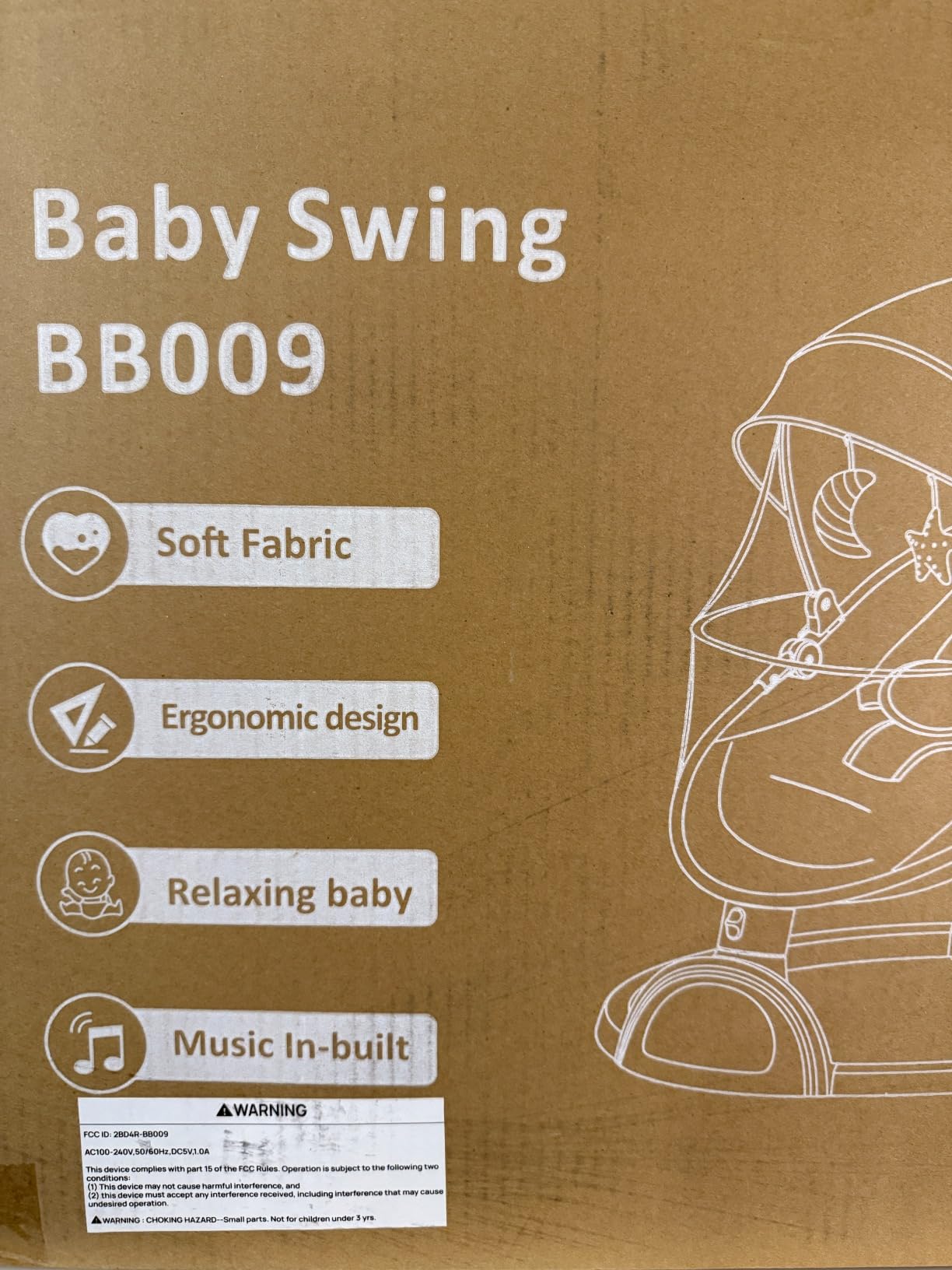 Portable Baby Swing for Infants, 5-Point Harness, Bluetooth Music, 5 Speeds customer photo 1